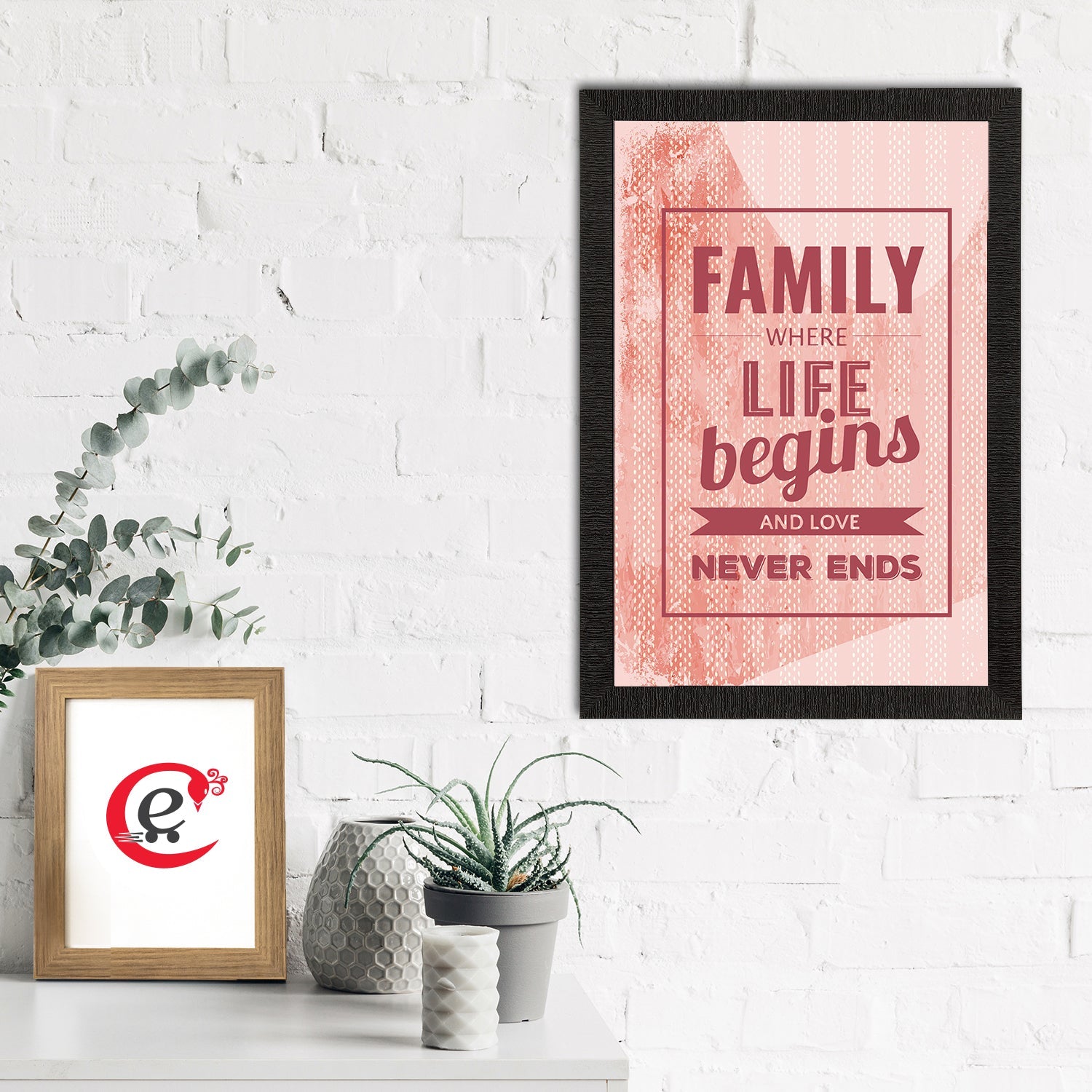 "Family Where Life Begins And Love Never Ends" Motivational Quote Satin Matt Texture UV Art Painting Kafalo
