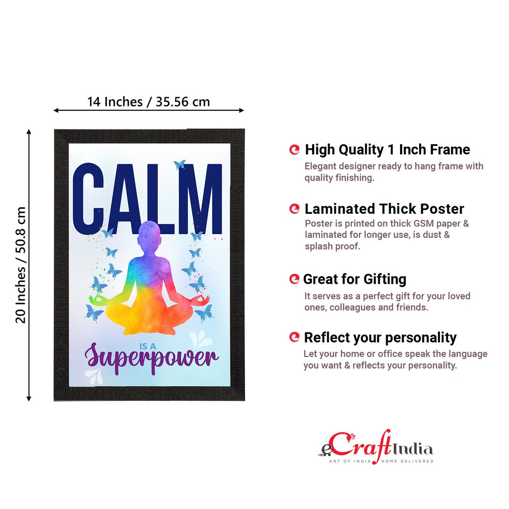 "Calm Is a Superpower" Motivational Quote Satin Matt Texture UV Art Painting Kafalo