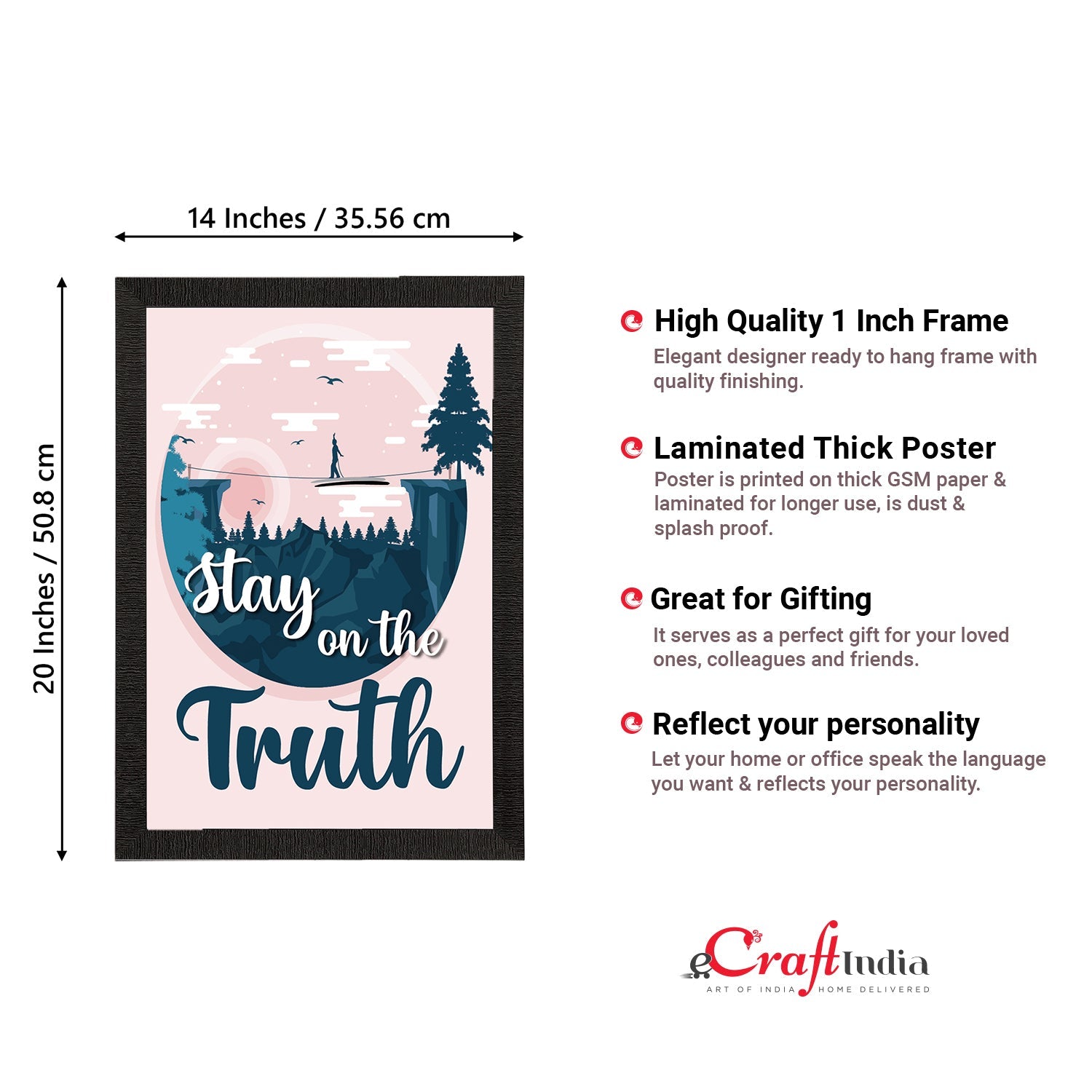 "Stay On The Truth" Motivational Quote Satin Matt Texture UV Art Painting Kafalo