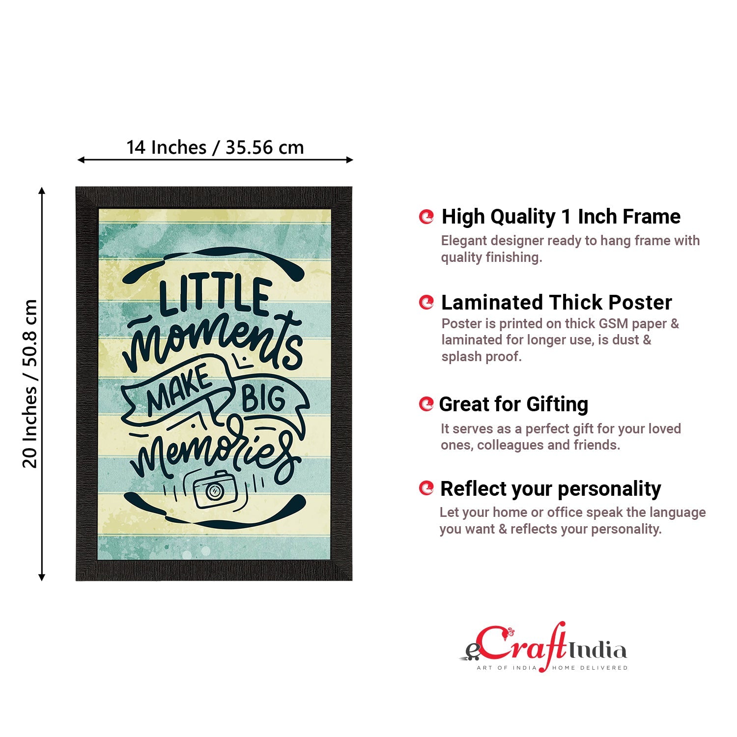 "Little Moments Make Big Memories" Motivational Quote Satin Matt Texture UV Art Painting Kafalo