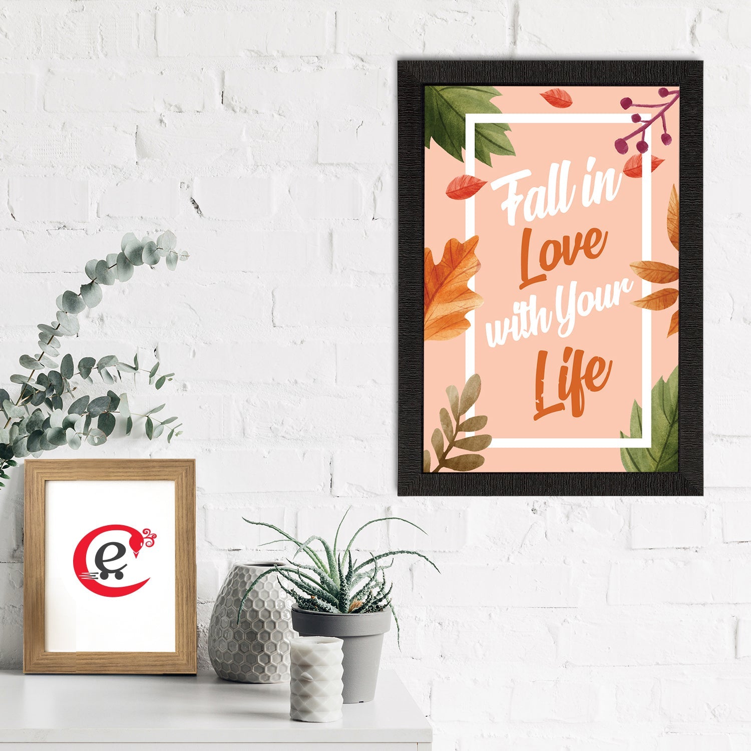 "Fall In Love With Your Life" Motivational Quote Satin Matt Texture UV Art Painting Kafalo