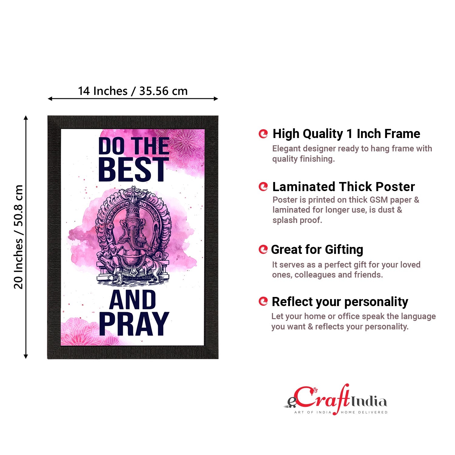 "Do The Best And Pray" Motivational Quote Satin Matt Texture UV Art Painting Kafalo
