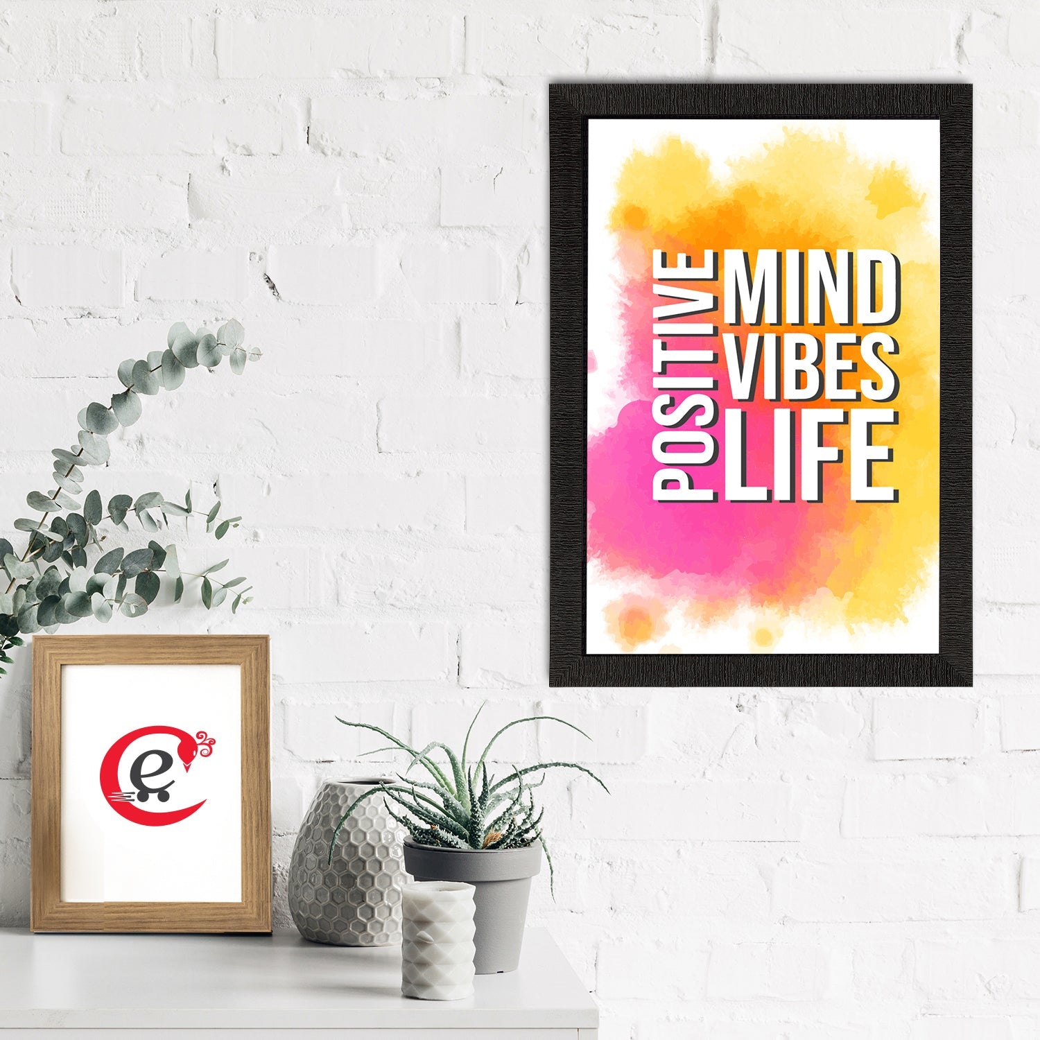 "Positive Mind Vibes Life" Motivational Quote Satin Matt Texture UV Art Painting Kafalo