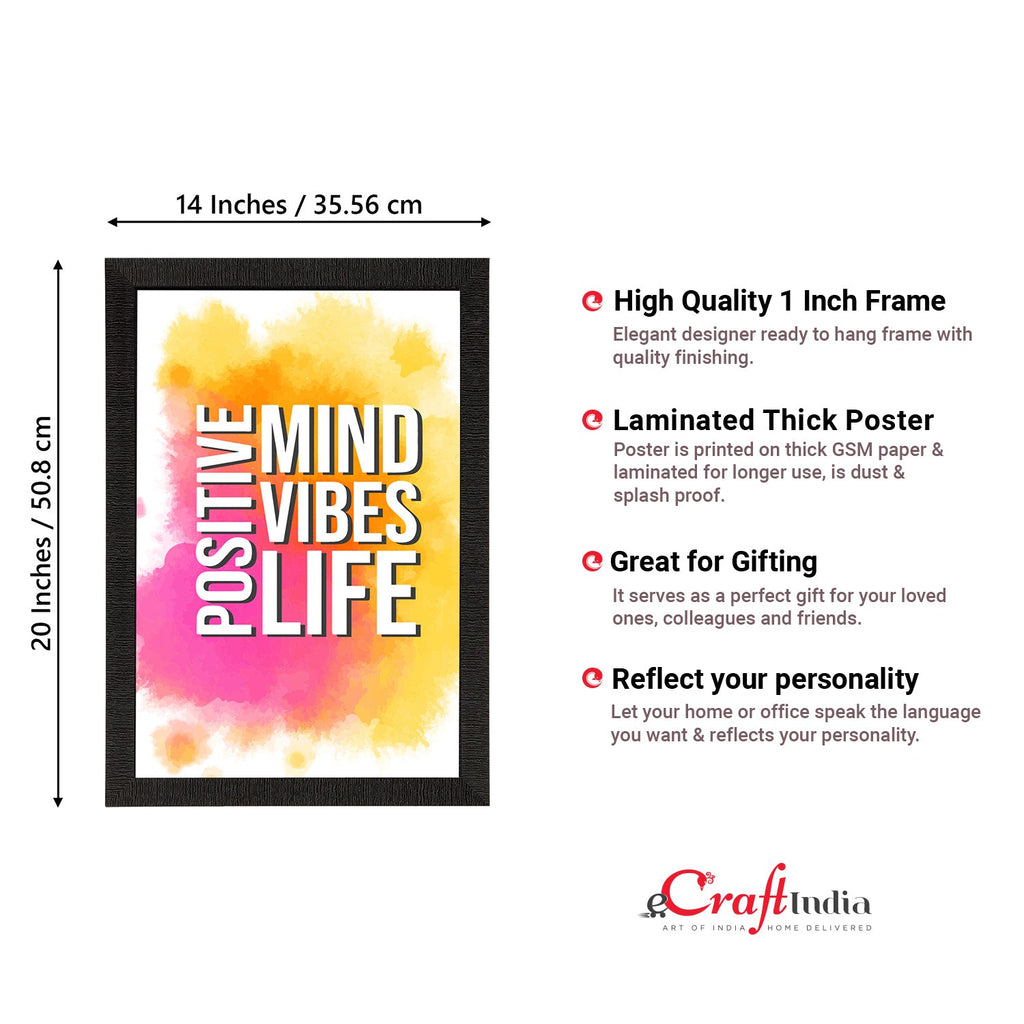 "Positive Mind Vibes Life" Motivational Quote Satin Matt Texture UV Art Painting Kafalo