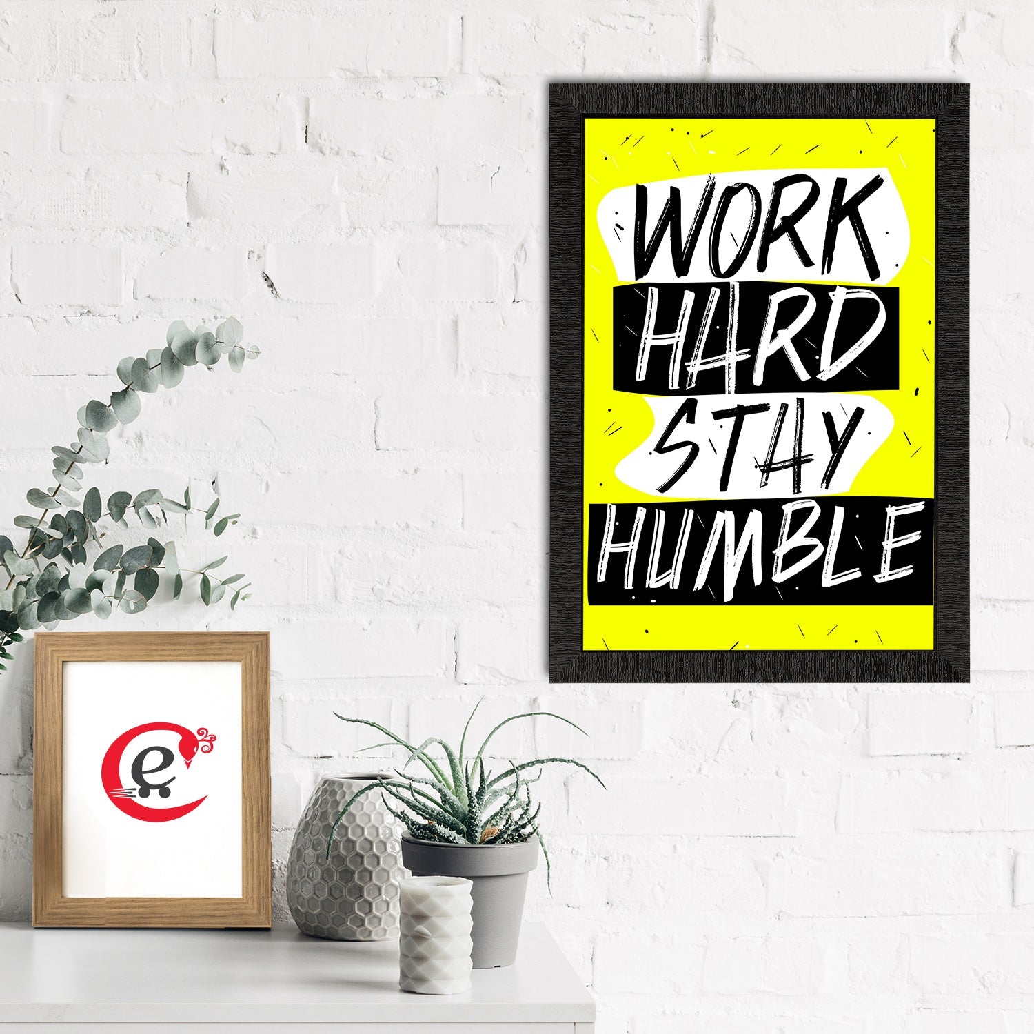 "Work Hard Stay Humble" Motivational Quote Satin Matt Texture UV Art Painting Kafalo