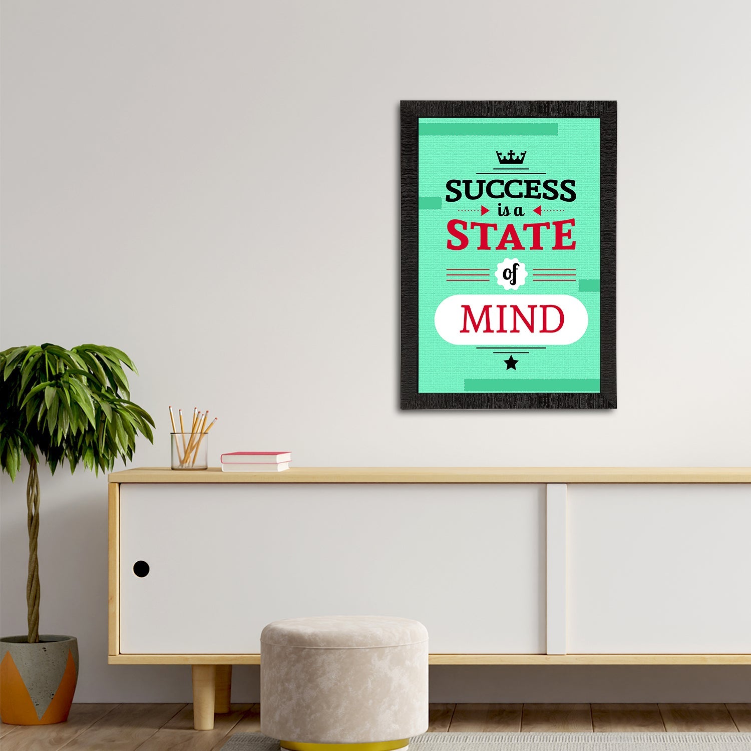 "Success Is A State of Mind "Motivational Quote Satin Matt Texture UV Art Painting Kafalo