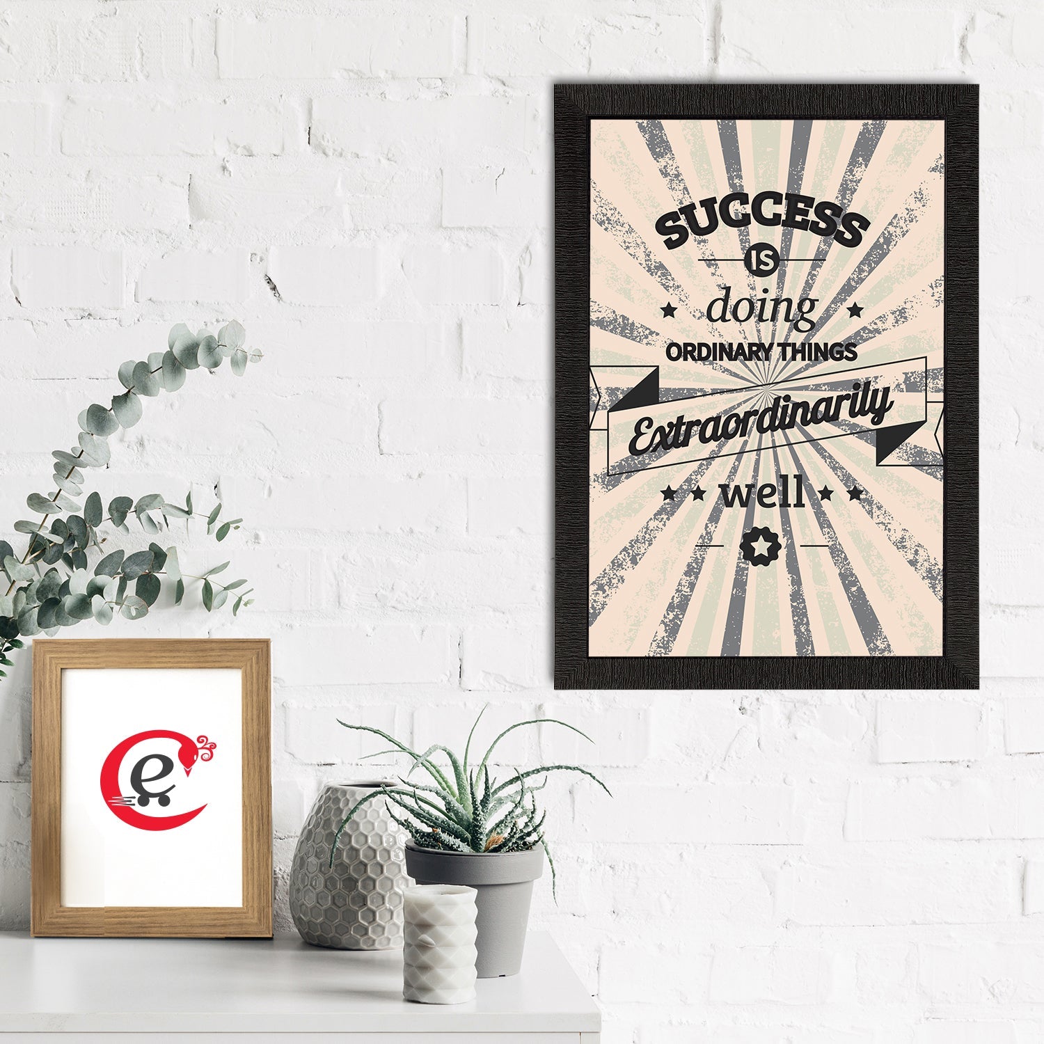 "Success is Doing Ordinary Things Extraordinarily Well" Motivational Quote Satin Matt Texture UV Art Painting Kafalo
