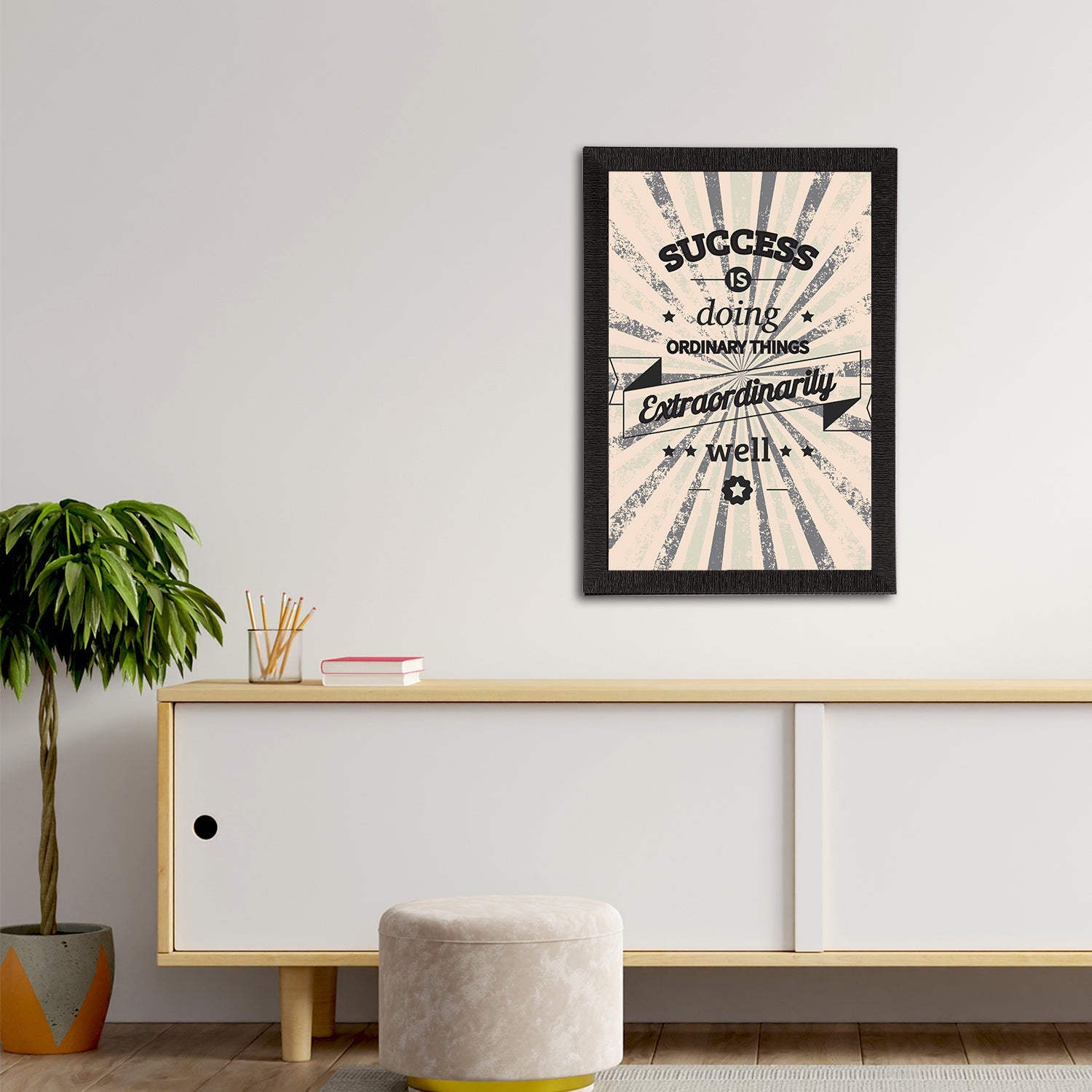 "Success is Doing Ordinary Things Extraordinarily Well" Motivational Quote Satin Matt Texture UV Art Painting Kafalo