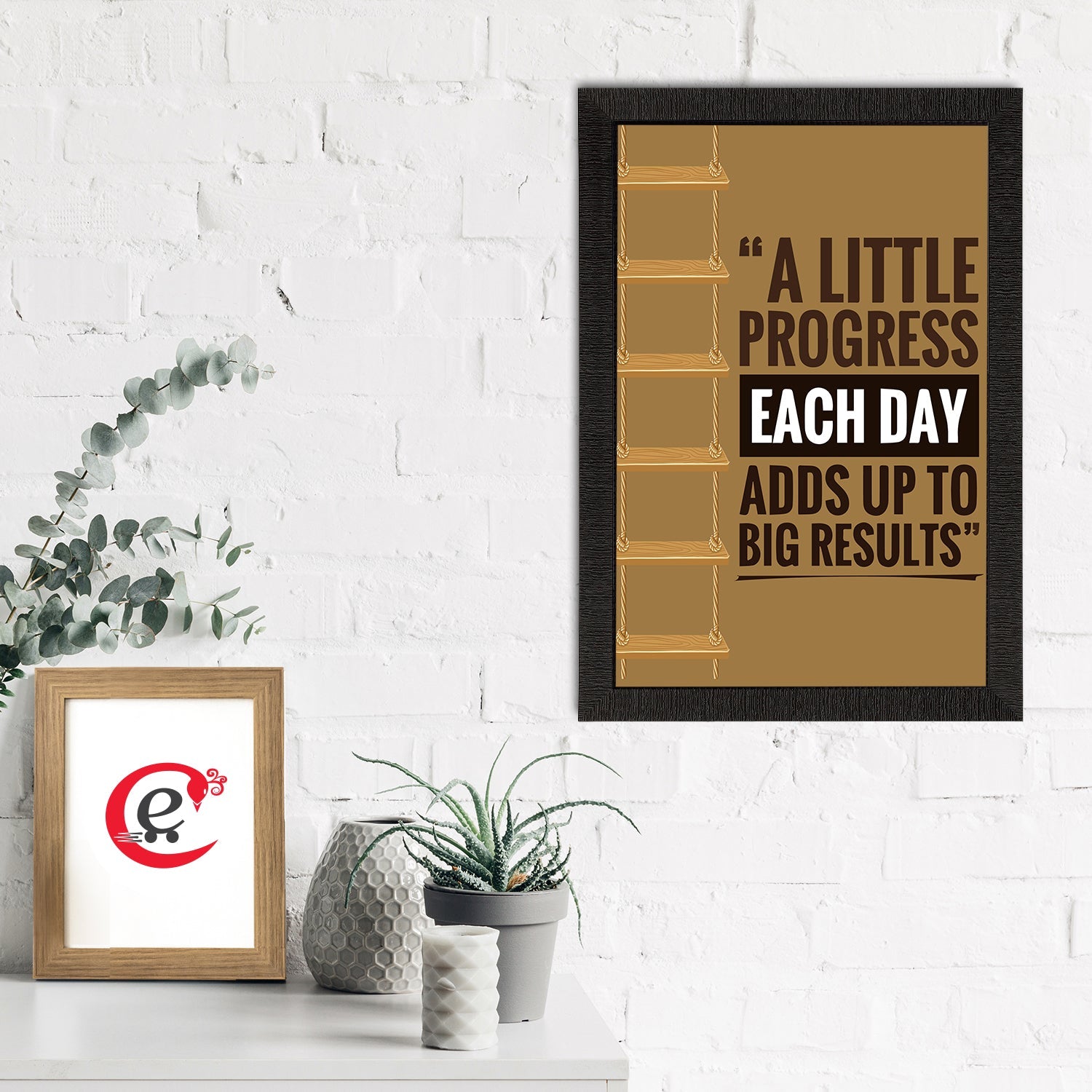 "A Little Progress Each Day Adds Up To Big Results" Motivational Quote Satin Matt Texture UV Art Painting Kafalo