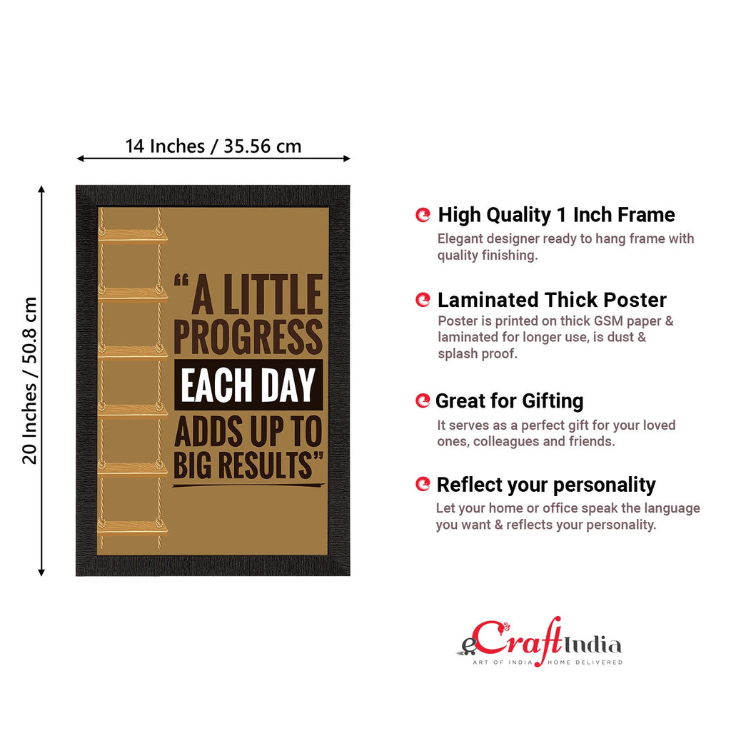 "A Little Progress Each Day Adds Up To Big Results" Motivational Quote Satin Matt Texture UV Art Painting Kafalo