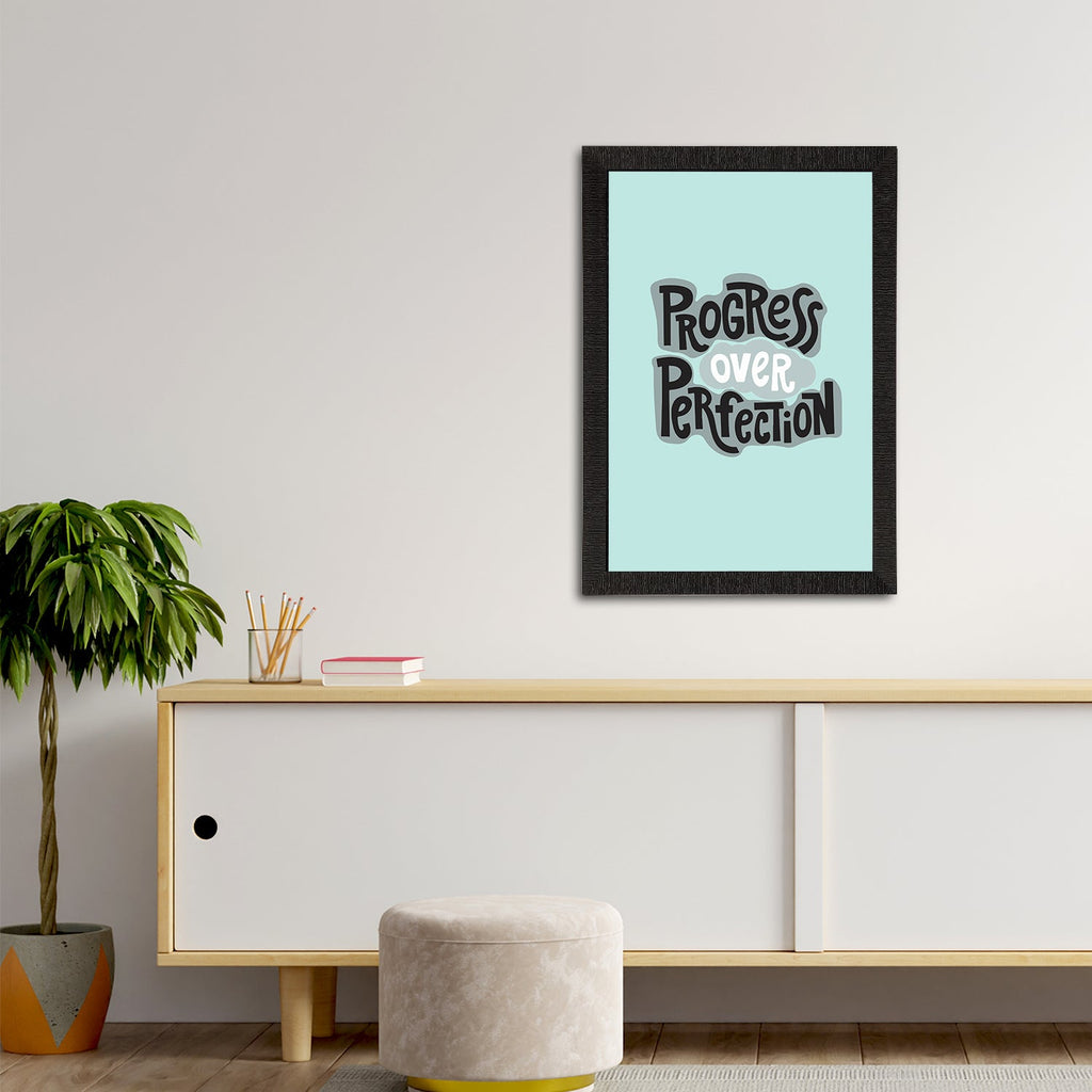 "Progress Over Perfection "Motivational Quote Satin Matt Texture UV Art Painting Kafalo