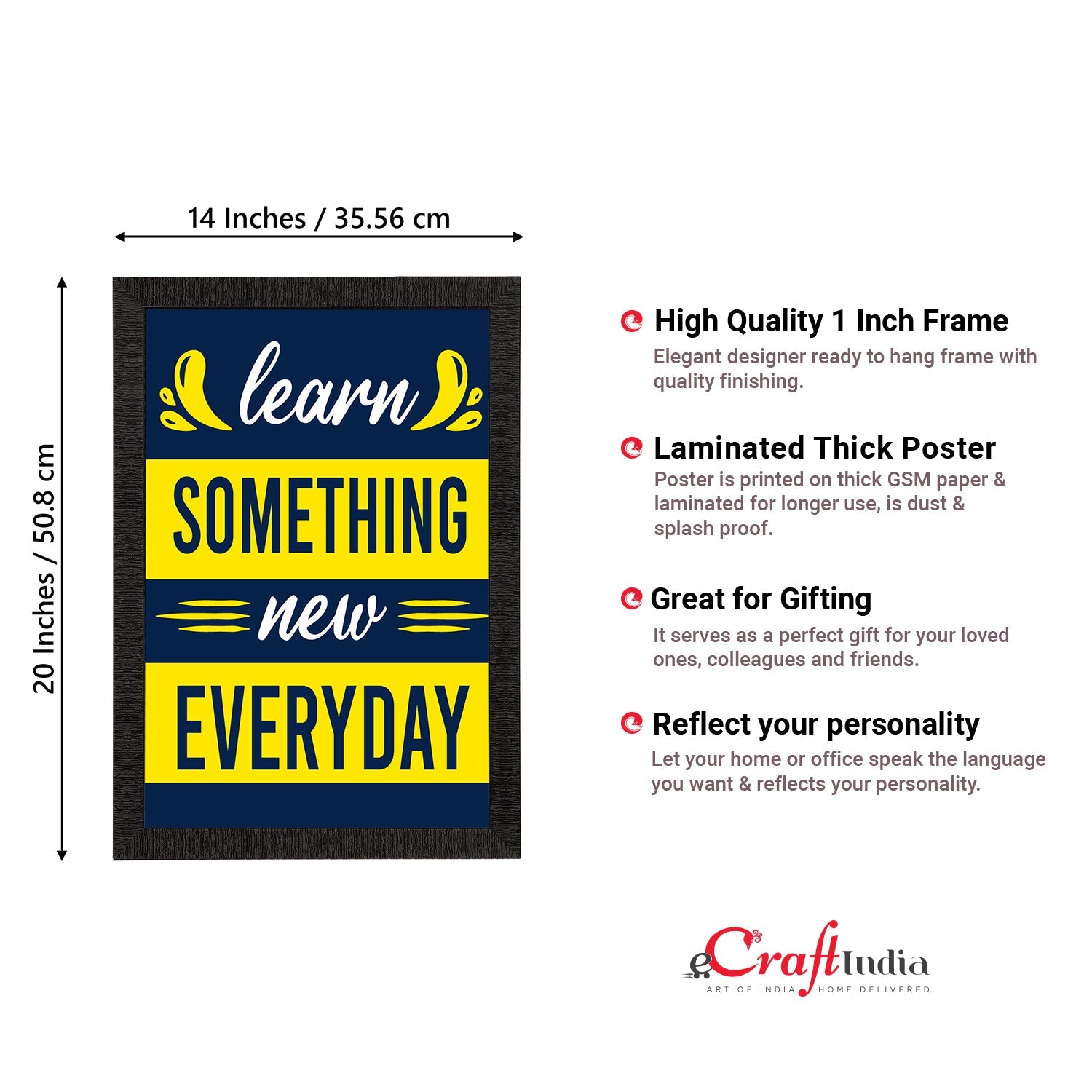 "Learn Something New Everyday" Motivational Quote Satin Matt Texture UV Art Painting Kafalo