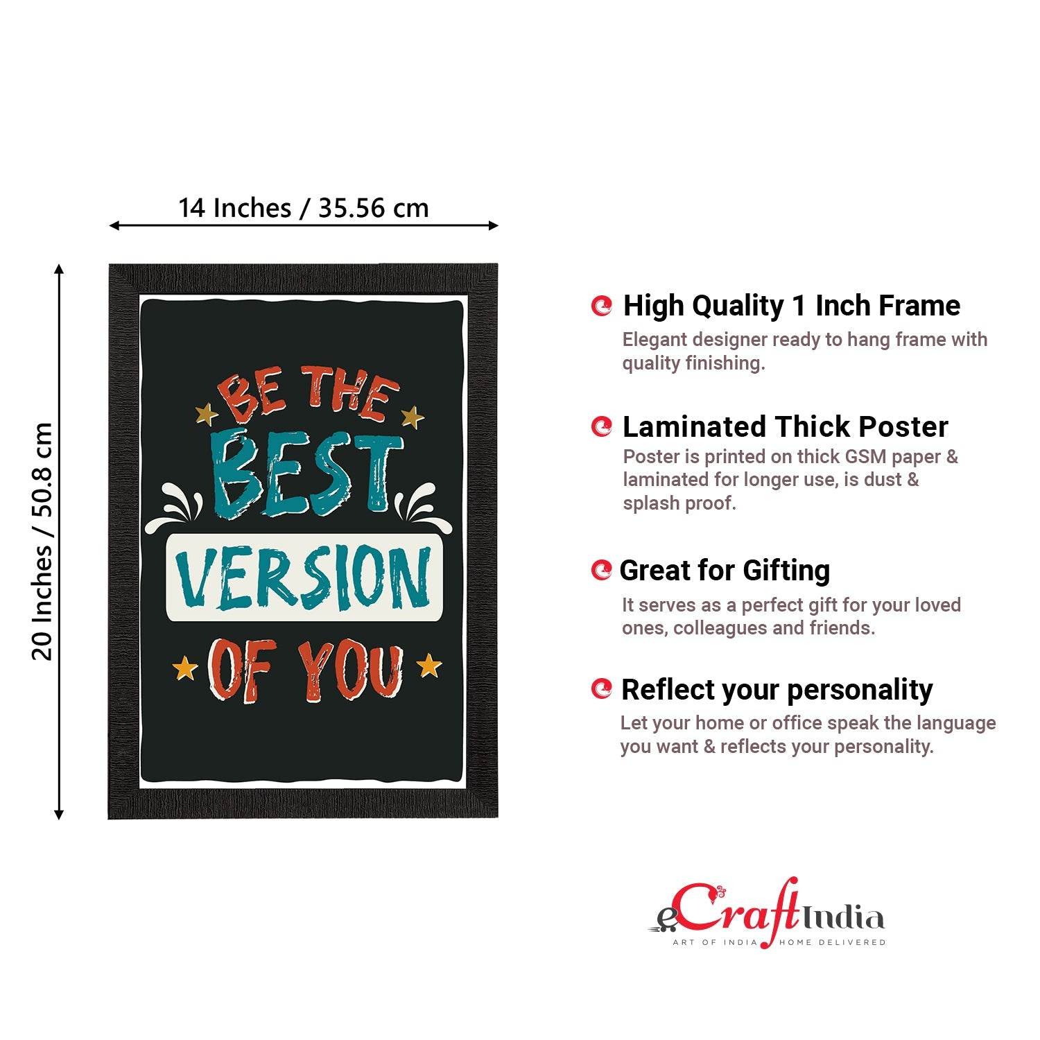 "Be The Best Version Of You" Motivational Quotes Satin Matt Texture UV Art Painting Kafalo
