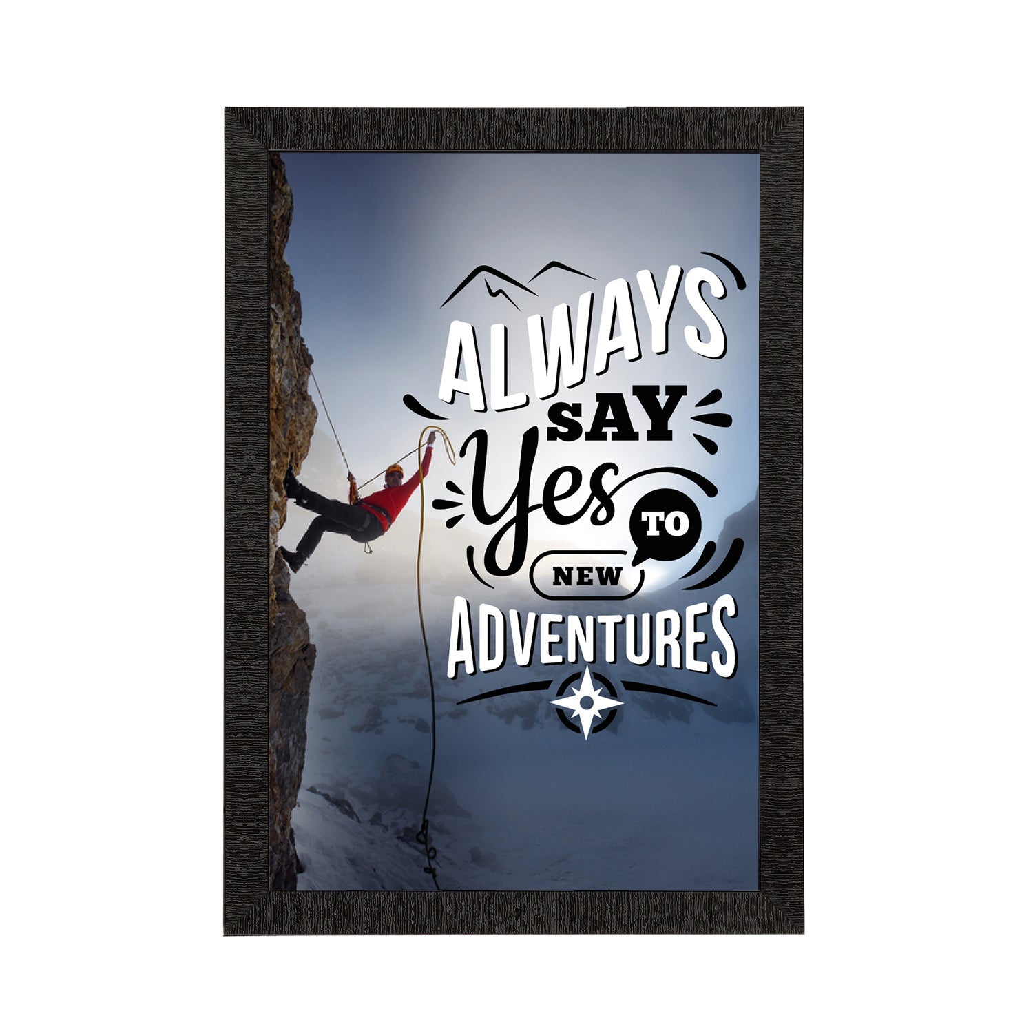 "Always Say Yes To New Adventures" Motivational Quote Satin Matt Texture UV Art Painting Kafalo
