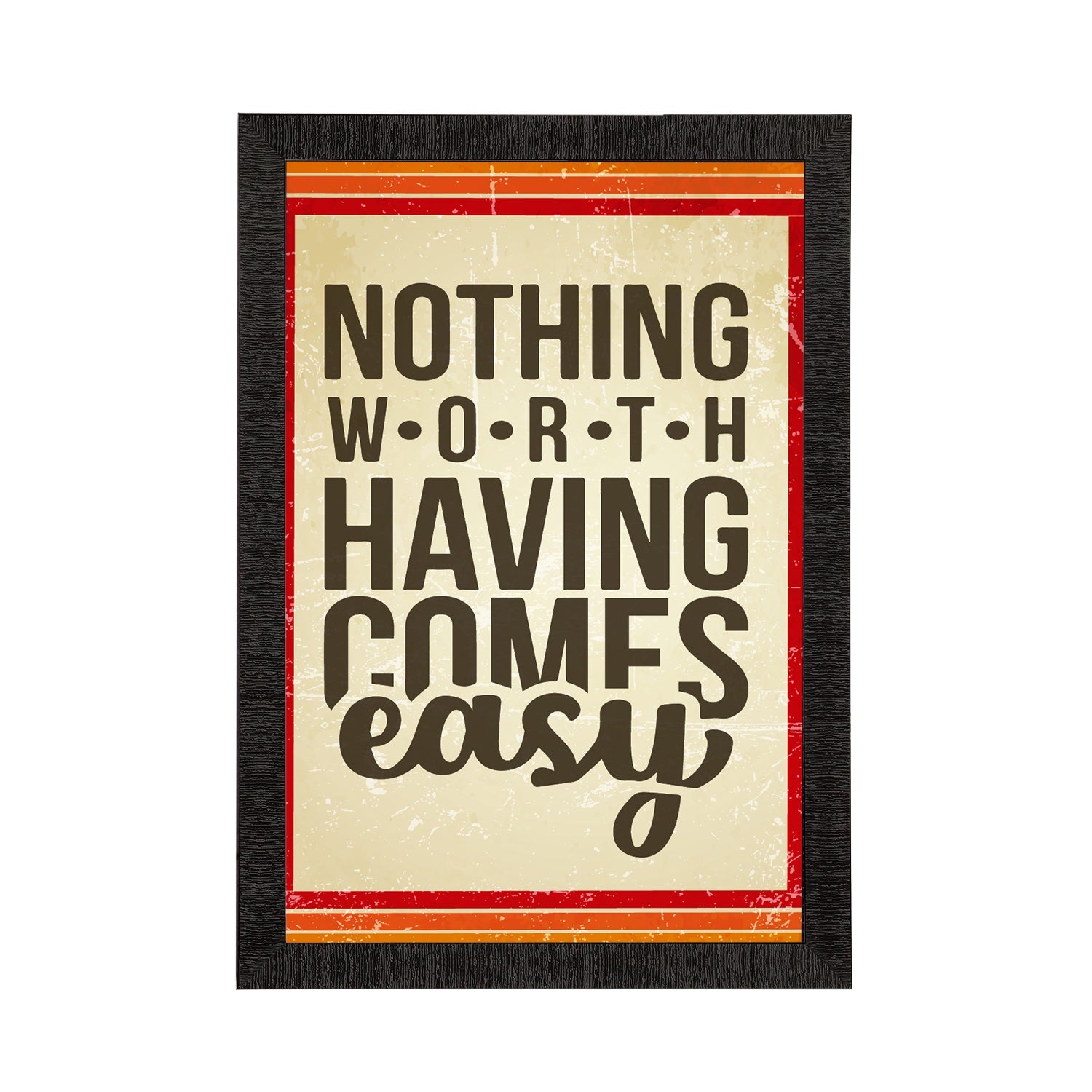 "Nothing Worth Having Comes Easy" Motivational Quote Satin Matt Texture UV Art Painting Kafalo