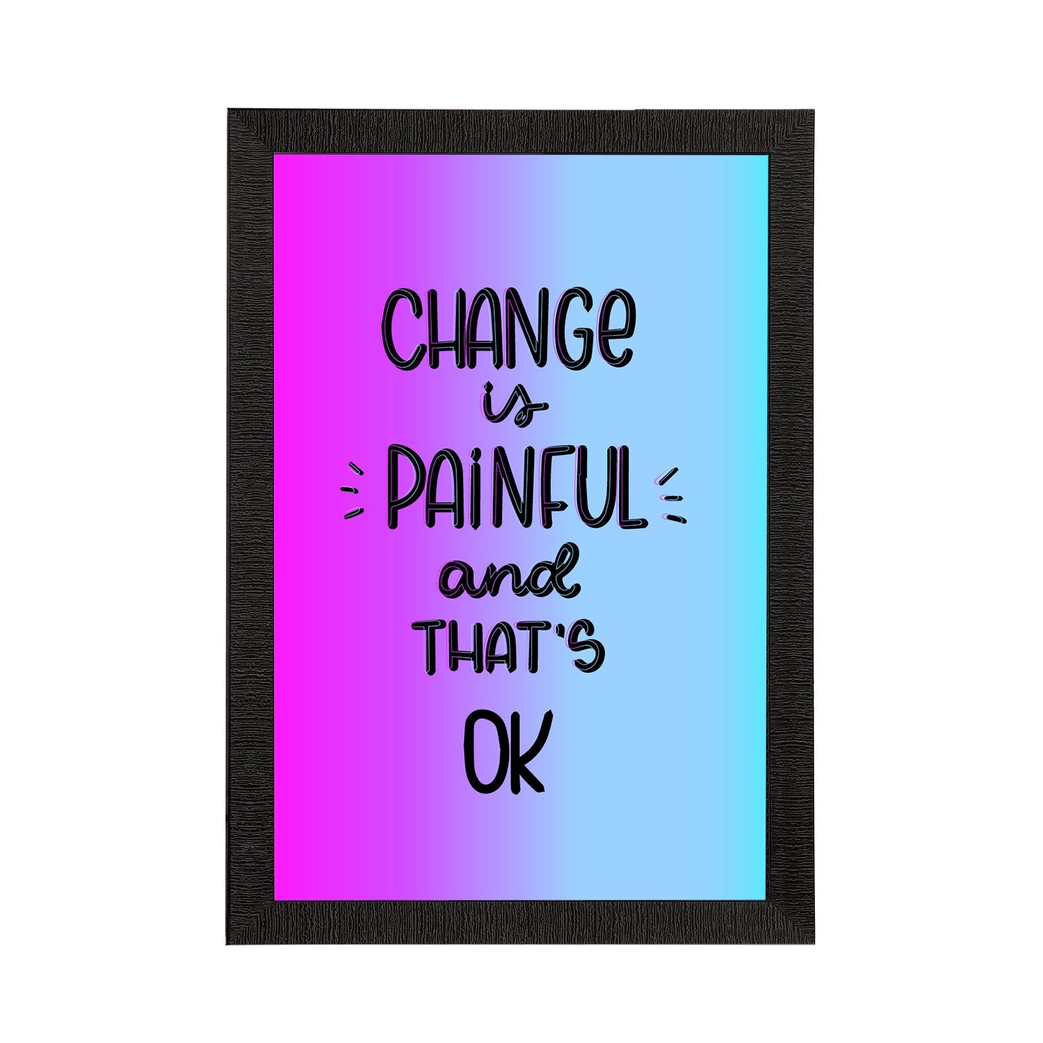 "Change Is Painful And That's Ok" Motivational Quote Satin Matt Texture UV Art Painting Kafalo