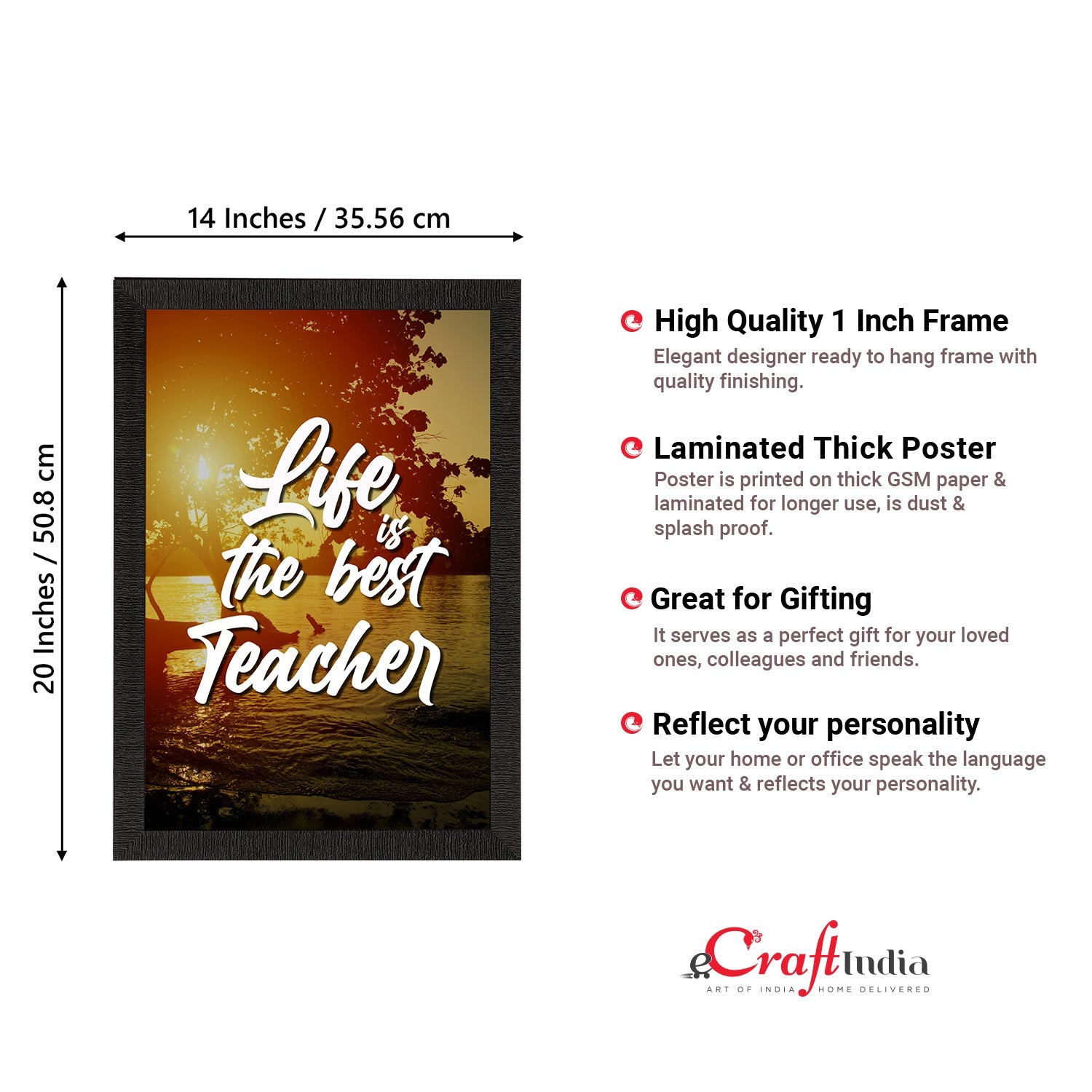 "Life Is The Best Teacher" Motivational Quote Satin Matt Texture UV Art Painting Kafalo