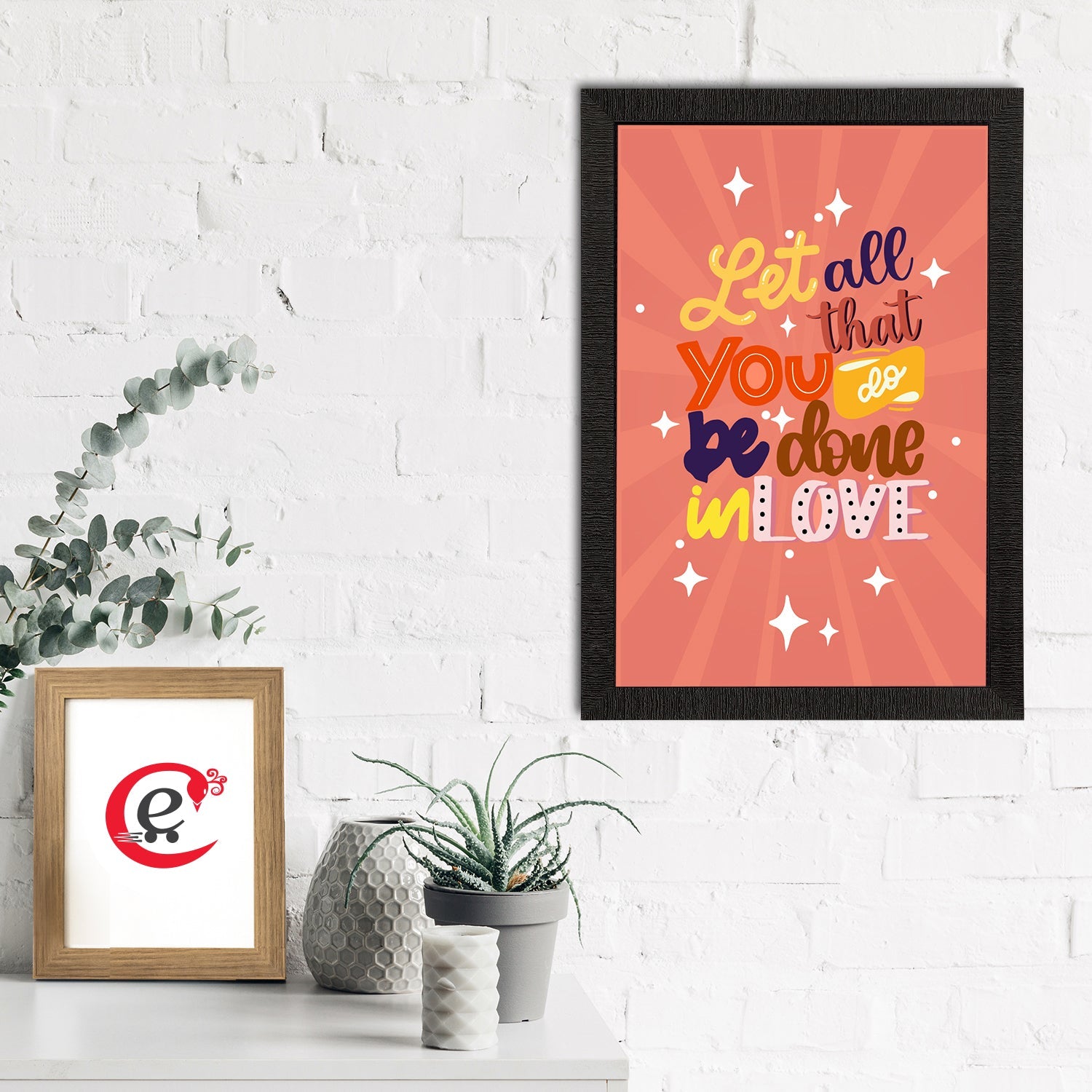 "Let All That You Do Be Done In Love" Motivational Quote Satin Matt Texture UV Art Painting Kafalo