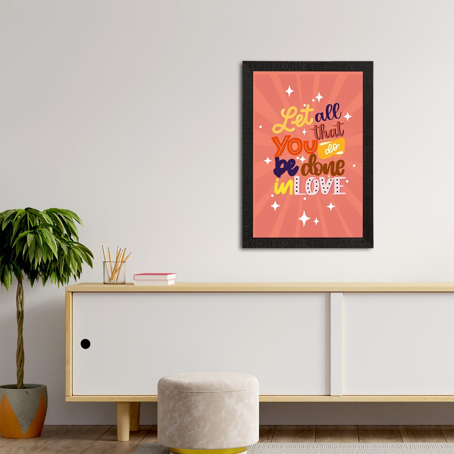 "Let All That You Do Be Done In Love" Motivational Quote Satin Matt Texture UV Art Painting Kafalo