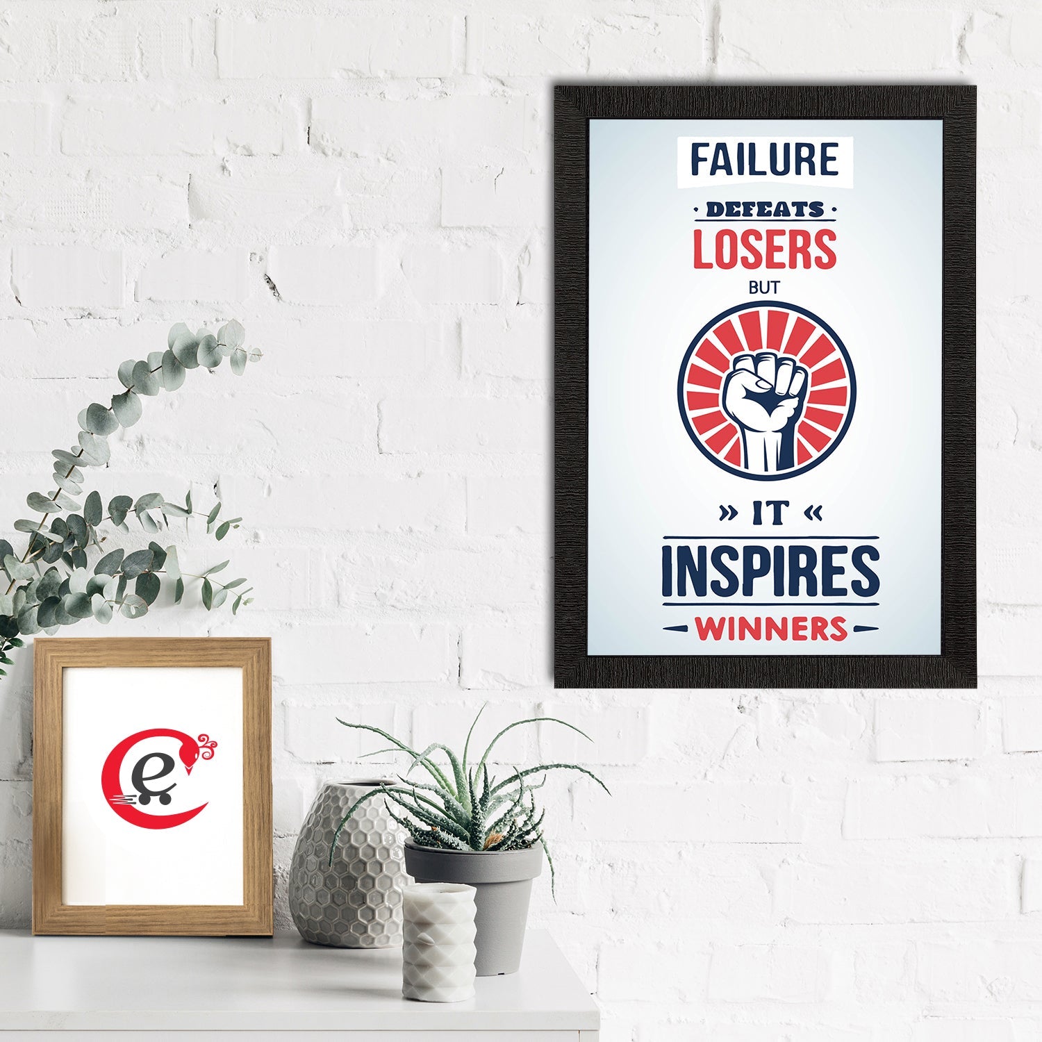 "Failure Defeats Losers But It Inspires Winners" Motivational Quote Satin Matt Texture UV Art Painting Kafalo