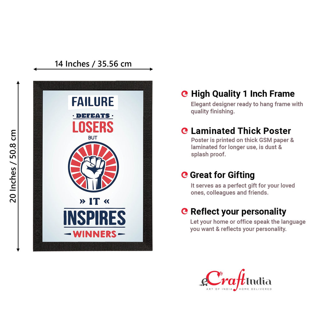 "Failure Defeats Losers But It Inspires Winners" Motivational Quote Satin Matt Texture UV Art Painting Kafalo