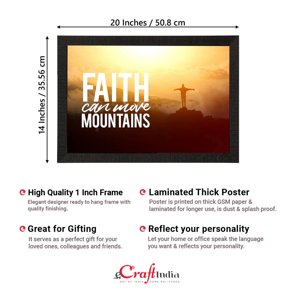 "Faith Can Move Mountains" Motivational Quote Satin Matt Texture UV Art Painting Kafalo