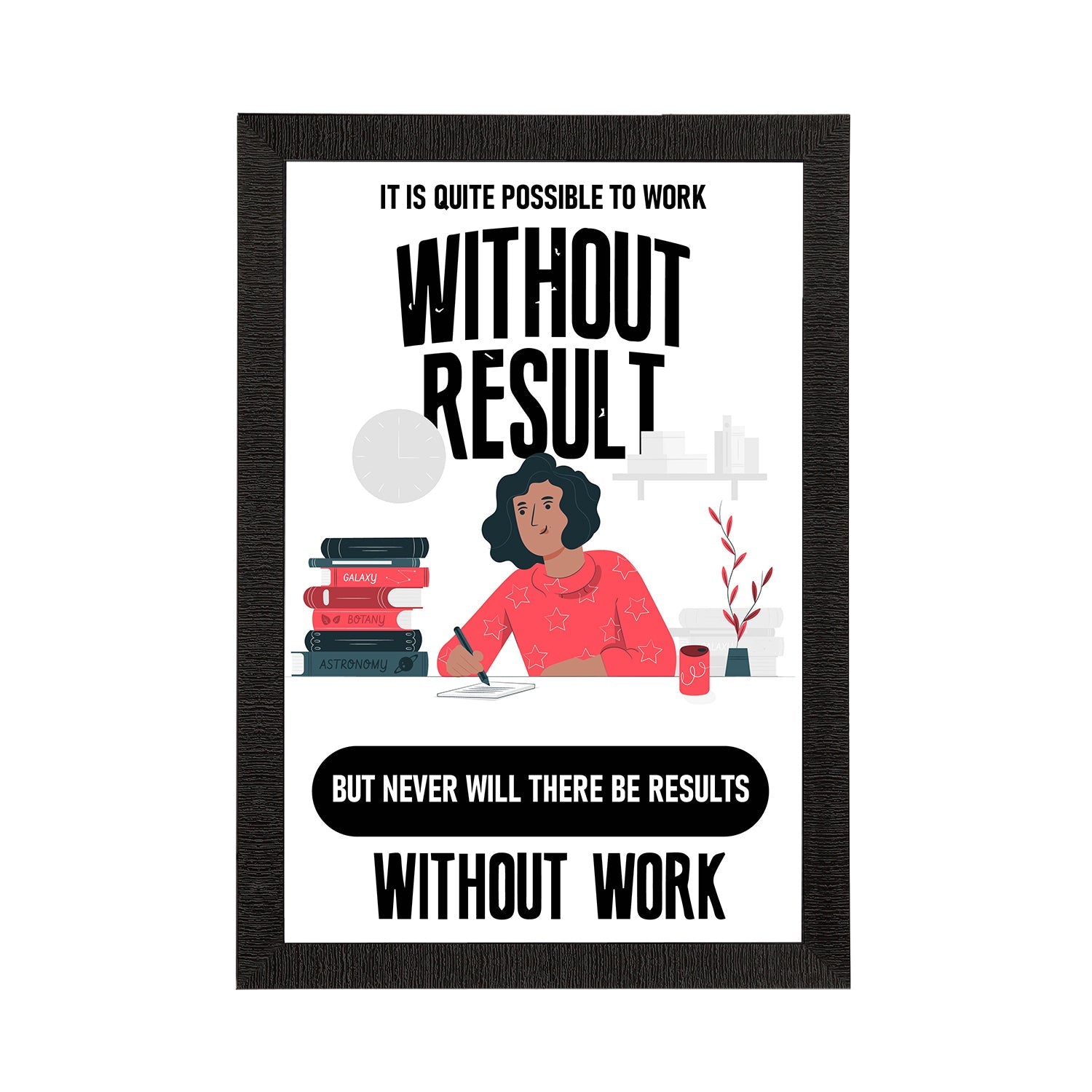 "It is Quite Possible To Work Without Result But Never Will There Be Results Without Work" Motivational Quote Satin Matt Texture UV Art Painting Kafalo