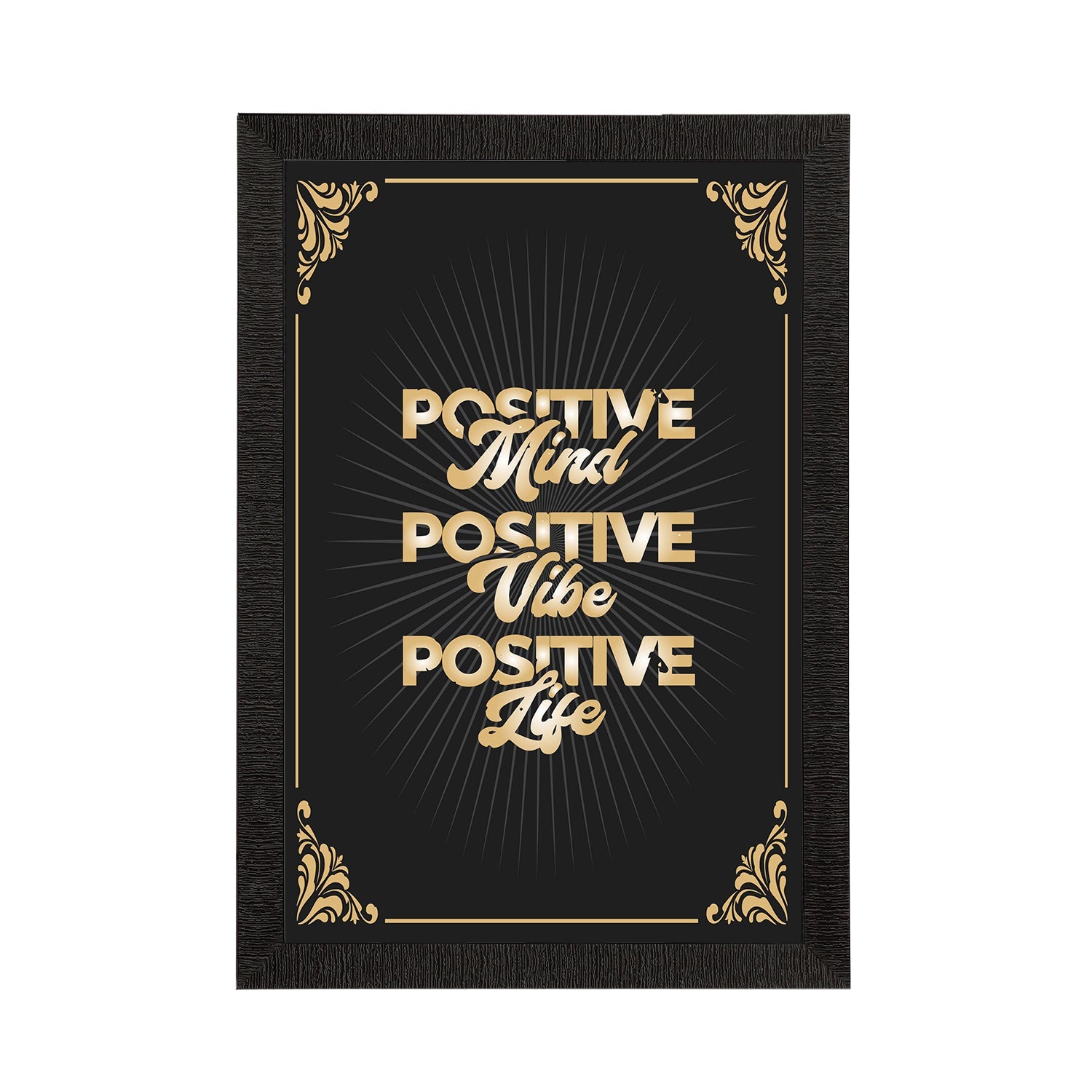 "Positive Mind Positive Vibe Positive Life" Motivational Quote Satin Matt Texture UV Art Painting Kafalo