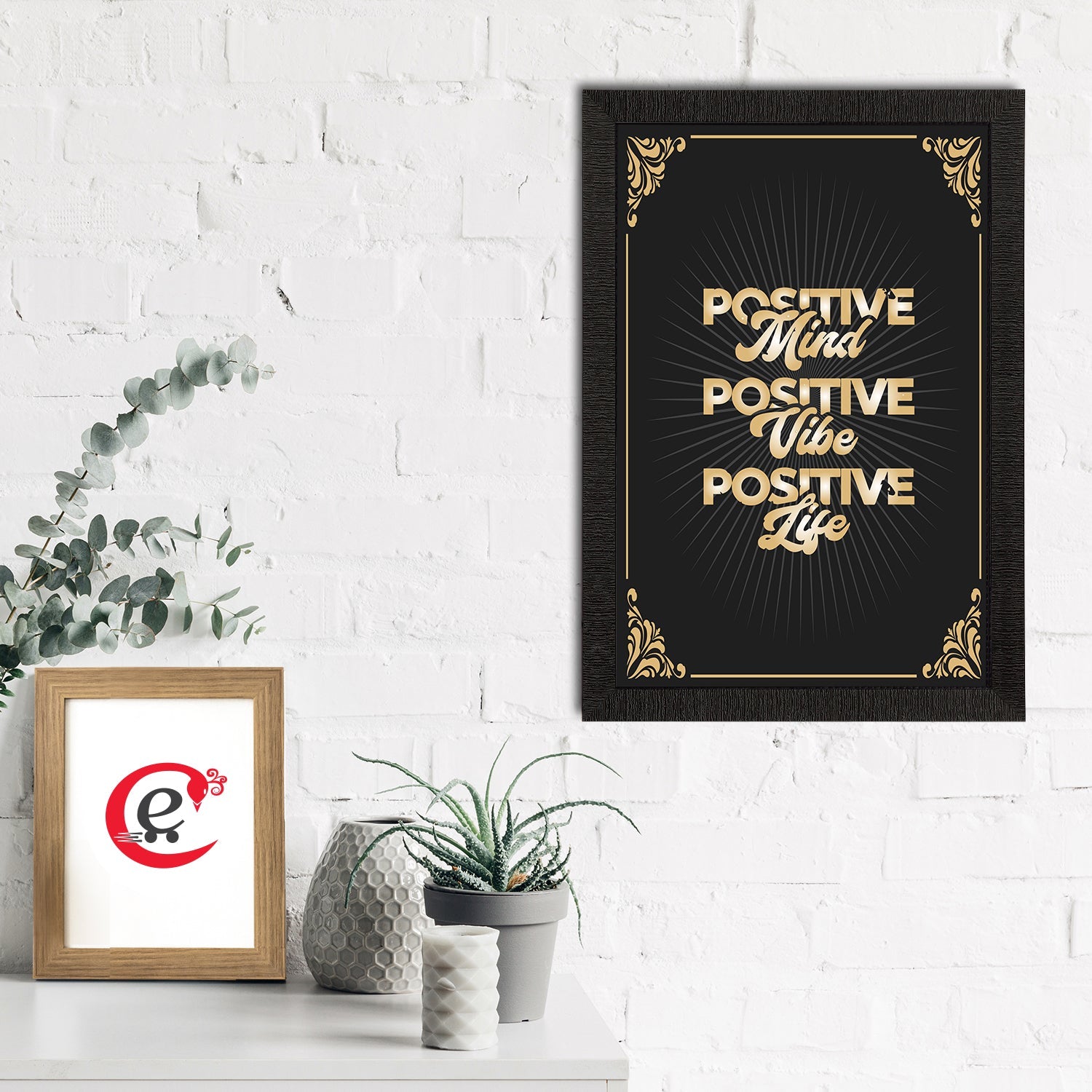 "Positive Mind Positive Vibe Positive Life" Motivational Quote Satin Matt Texture UV Art Painting Kafalo