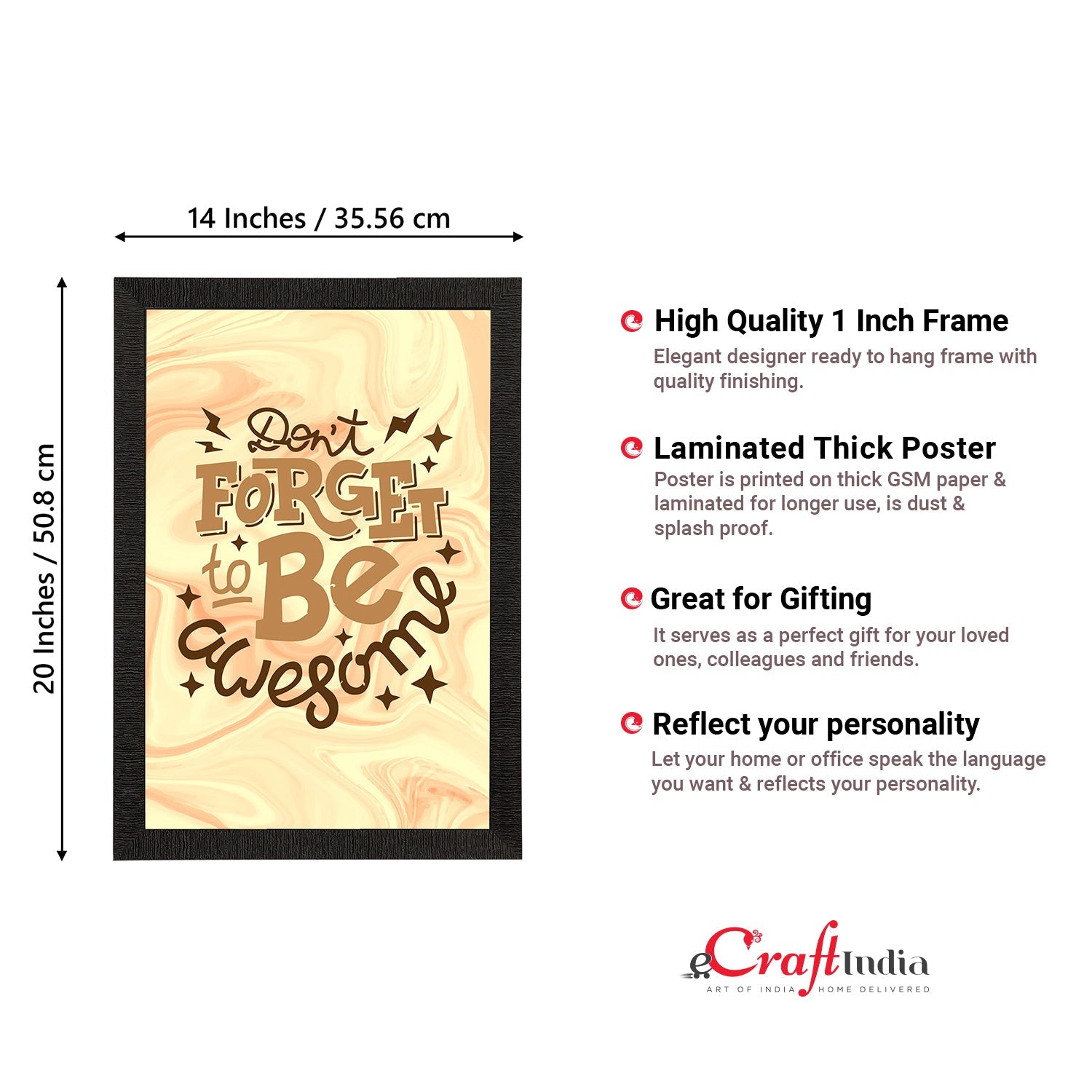 "Don't Forget Be Awesome" Motivational Quote Satin Matt Texture UV Art Painting Kafalo