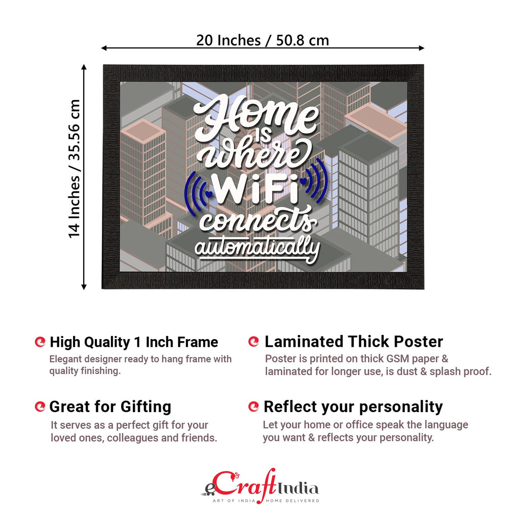 Home Is Where WiFi Connects Automatically" Motivational Quote Satin Matt Texture UV Art Painting Kafalo
