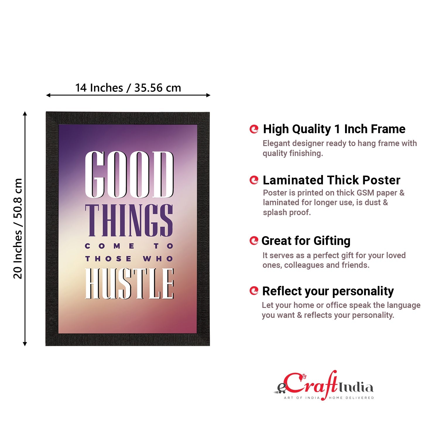"Good Things Come To Those Who Hustle" Motivational Quote Satin Matt Texture UV Art Painting Kafalo