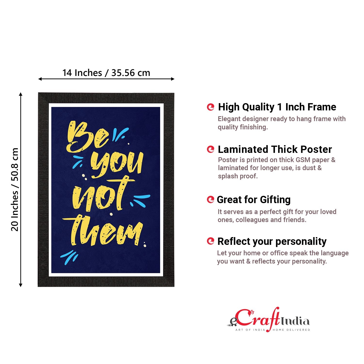 "Be You Not Them" Motivational Quote Satin Matt Texture UV Art Painting Kafalo