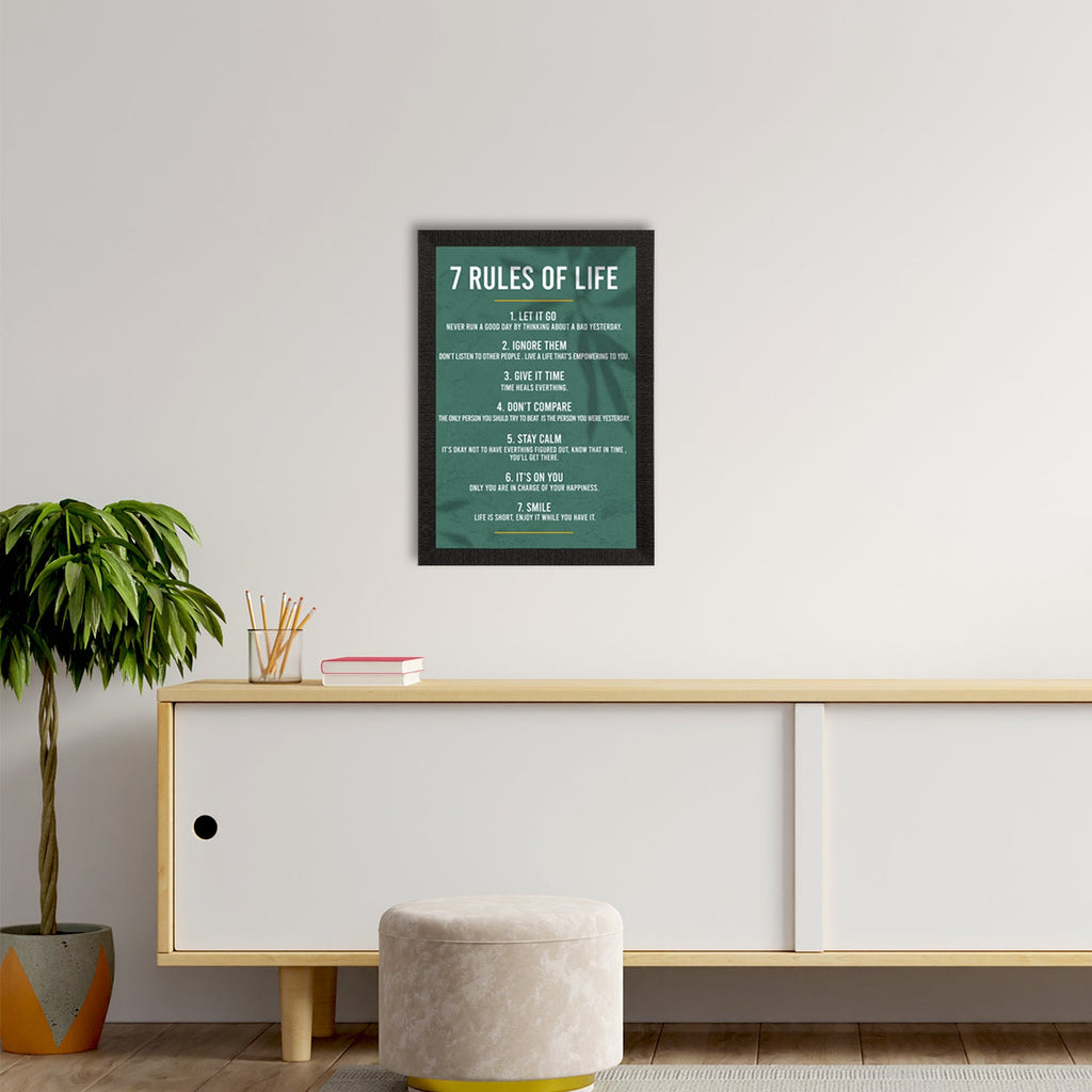 "7 Rules of Life " Motivational Quote Satin Matt Texture UV Art Painting Kafalo