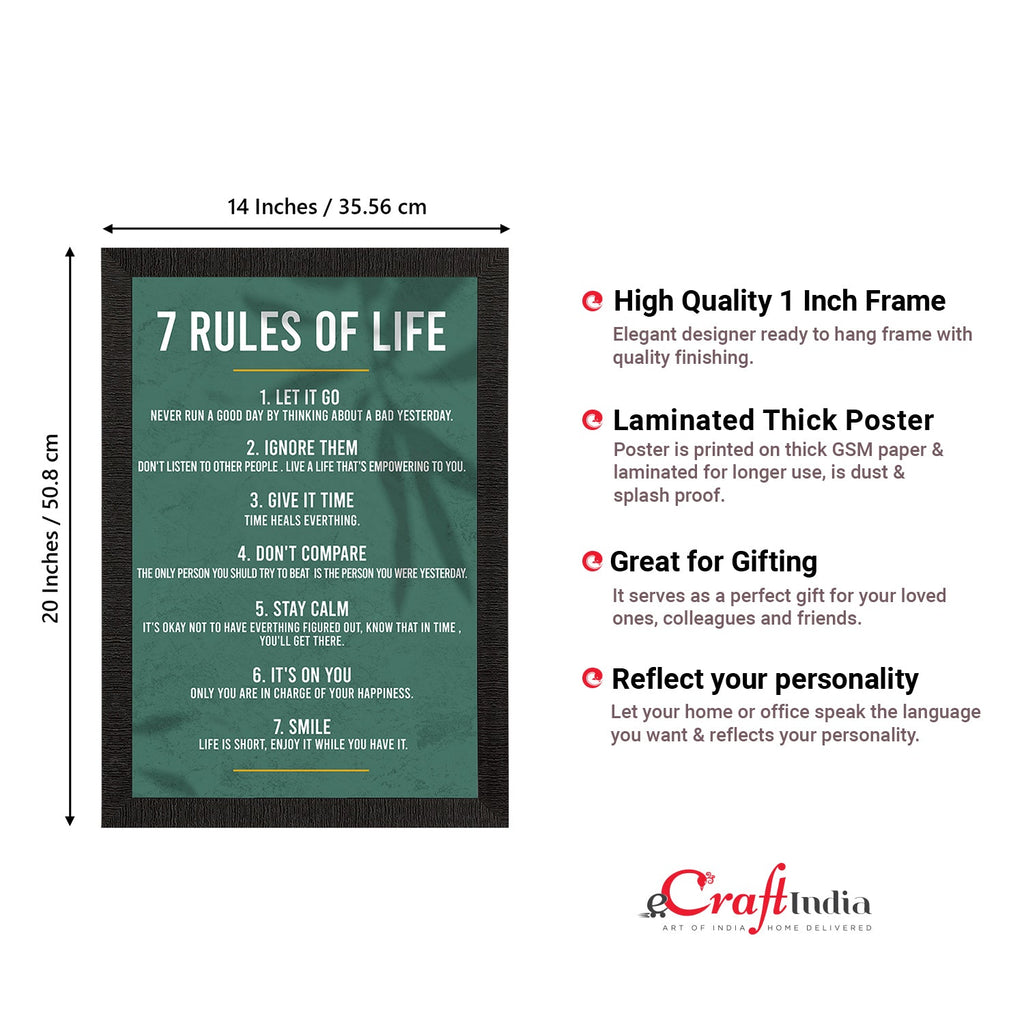 "7 Rules of Life " Motivational Quote Satin Matt Texture UV Art Painting Kafalo