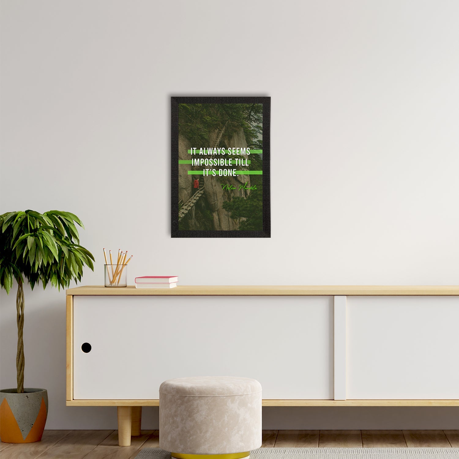 "It Always Seems Impossible Till It's Done" Motivational Quote Satin Matt Texture UV Art Painting Kafalo
