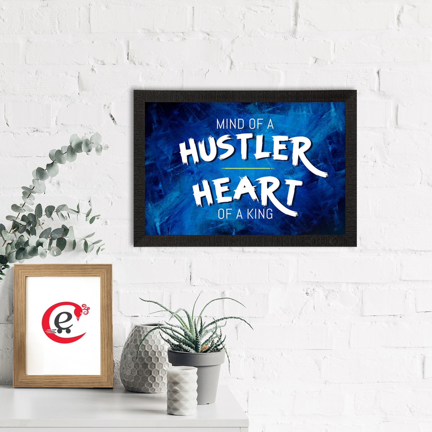 "Mind Of A Hustler, Heart Of A King" Motivational Quote Satin Matt Texture UV Art Painting Kafalo