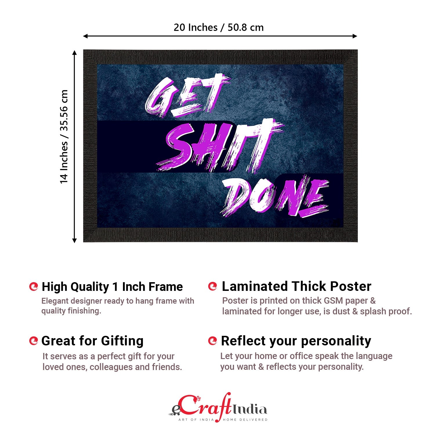 "Get Shit Done" Motivational Quote Satin Matt Texture UV Art Painting Kafalo