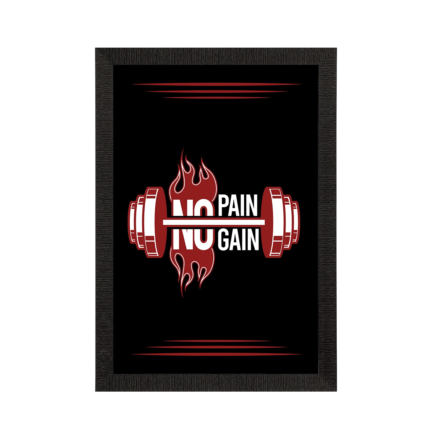 "No Pain, No Gain" Gym Motivational Quote Satin Matt Texture UV Art Painting Kafalo