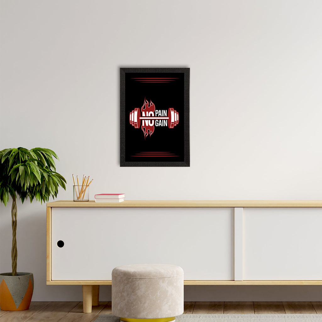 "No Pain, No Gain" Gym Motivational Quote Satin Matt Texture UV Art Painting Kafalo