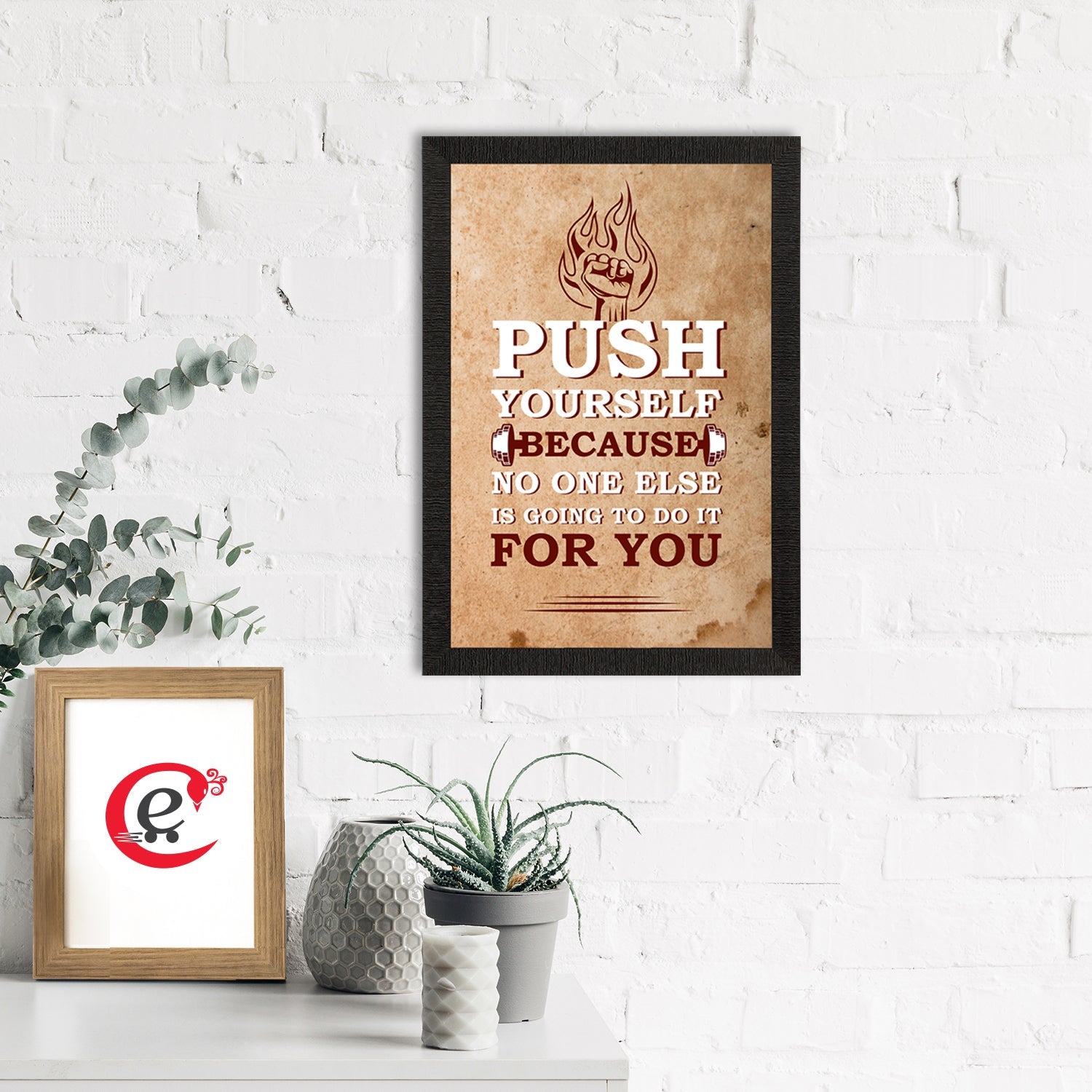 "Push Yourself Because No One Else Is Going To Do It For You" Motivational Quote Satin Matt Texture UV Art Painting Kafalo