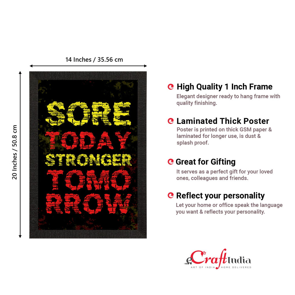 "Sore Today, Stronger Tomorrow" Motivational Quote Satin Matt Texture UV Art Painting Kafalo