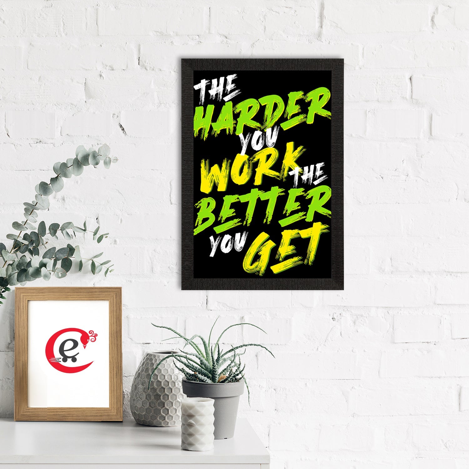 "The Harder You Work The Better You Get" Motivational Quote Satin Matt Texture UV Art Painting Kafalo