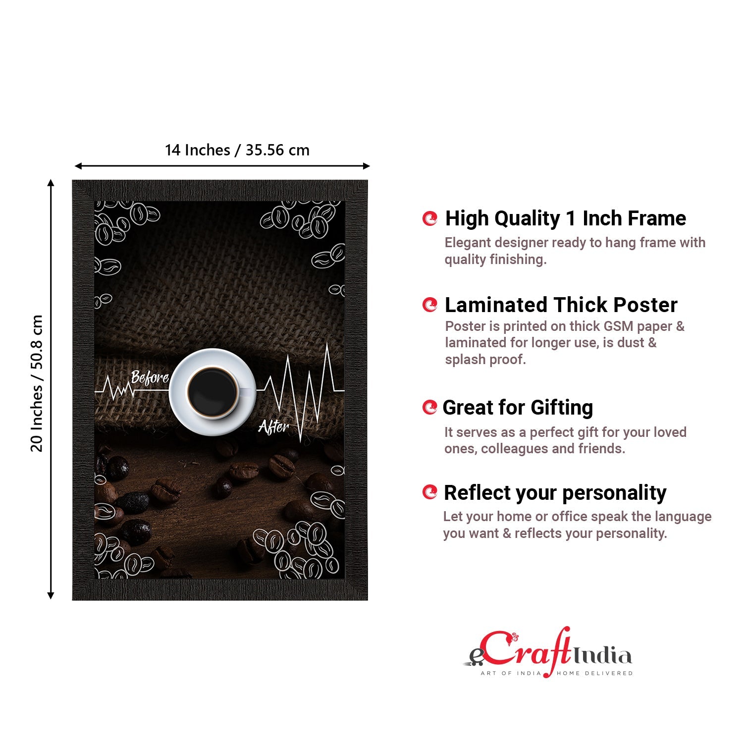 Before and After Coffee Satin Matt Texture UV Art Painting Kafalo