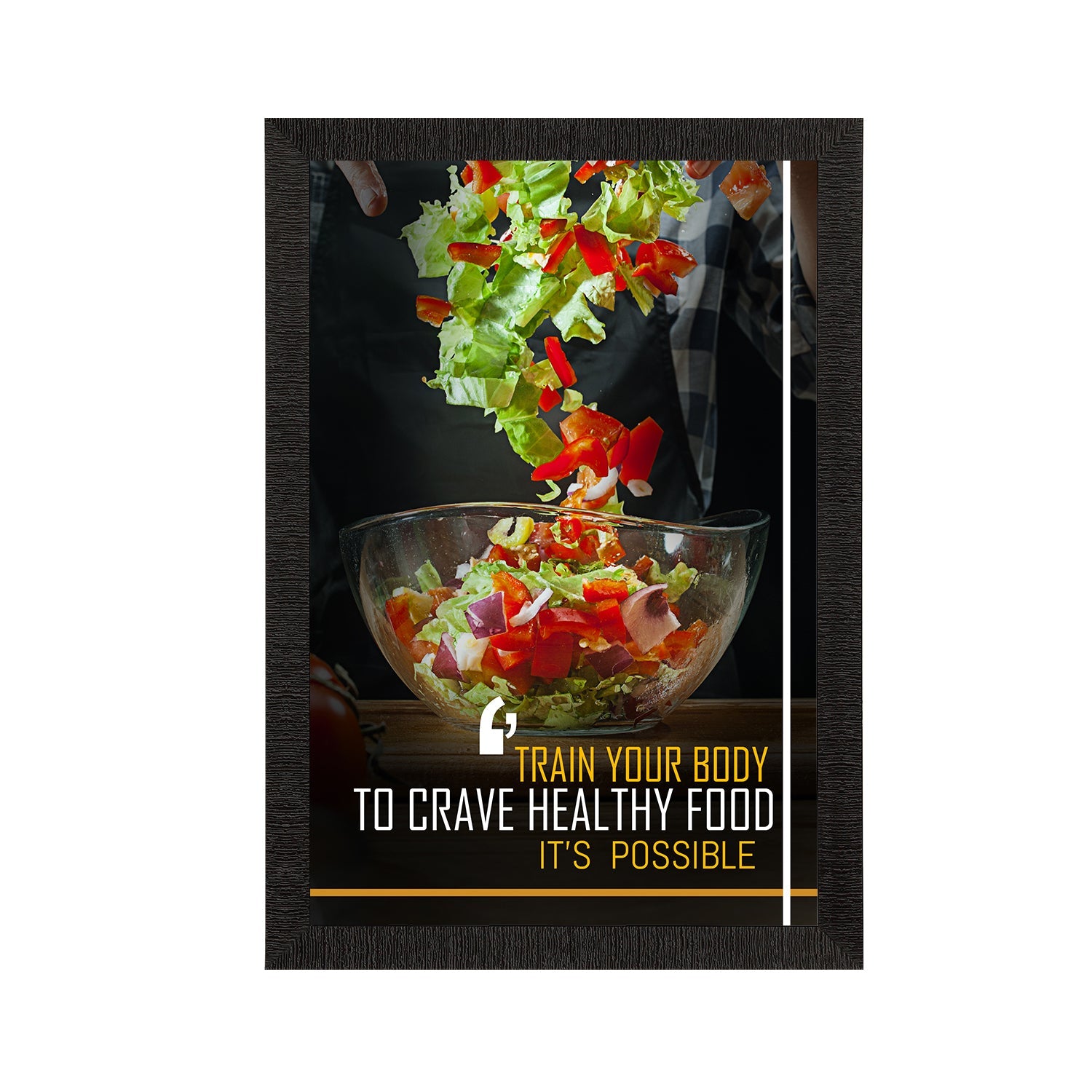 "Train Your Body To Crave Healthy Food, Its Possible" Motivational Quote Satin Matt Texture UV Art Painting Kafalo
