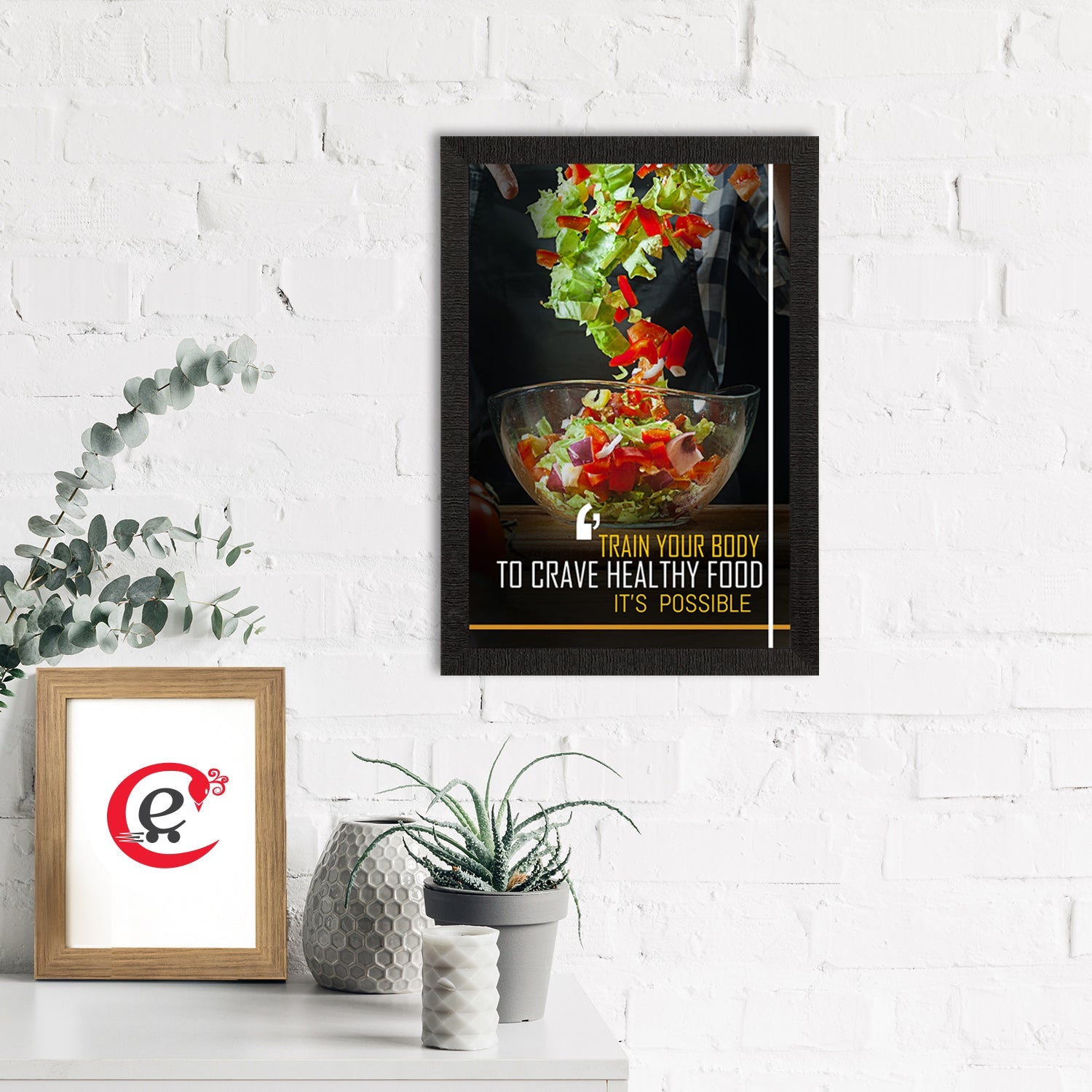 "Train Your Body To Crave Healthy Food, Its Possible" Motivational Quote Satin Matt Texture UV Art Painting Kafalo