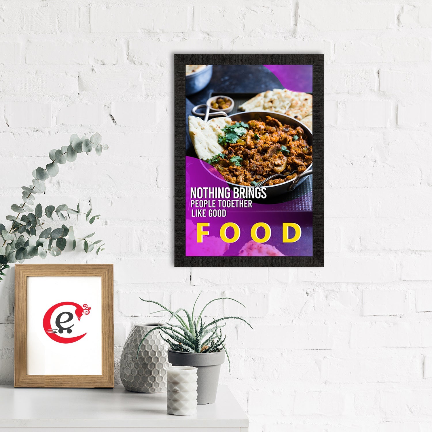 "Nothing Brings People Together Like Good Food" Quote Satin Matt Texture UV Art Painting Kafalo