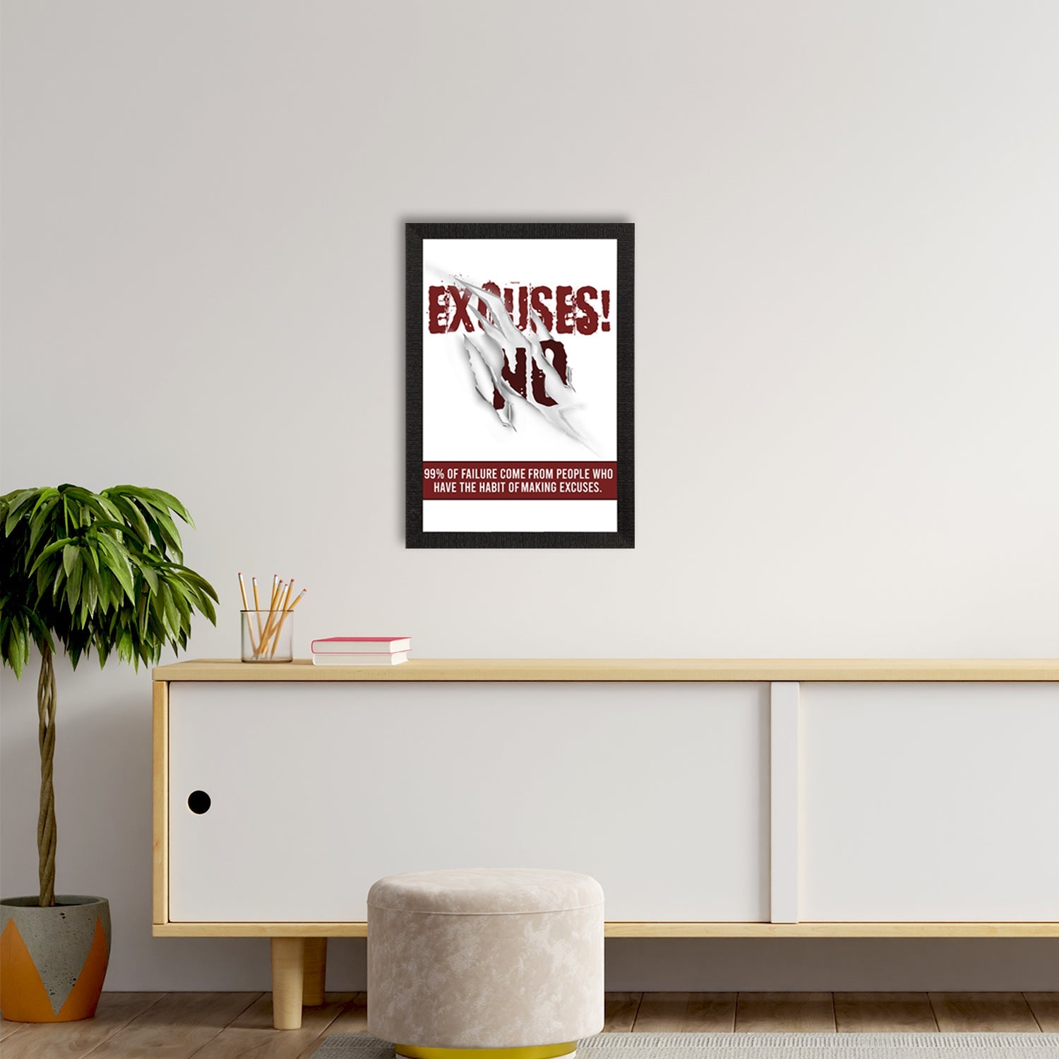 "No Excuses" Motivational Quote Satin Matt Texture UV Art Painting Kafalo