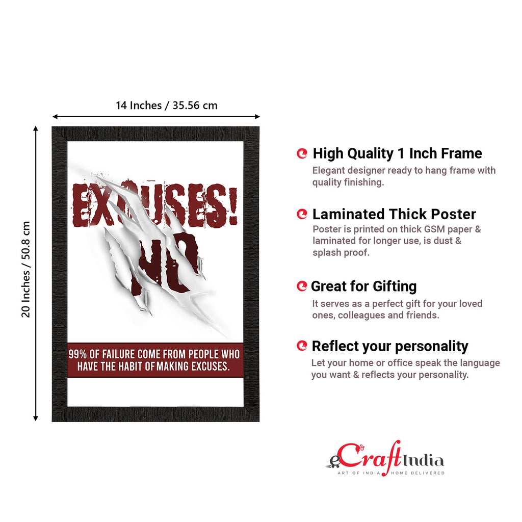 "No Excuses" Motivational Quote Satin Matt Texture UV Art Painting Kafalo