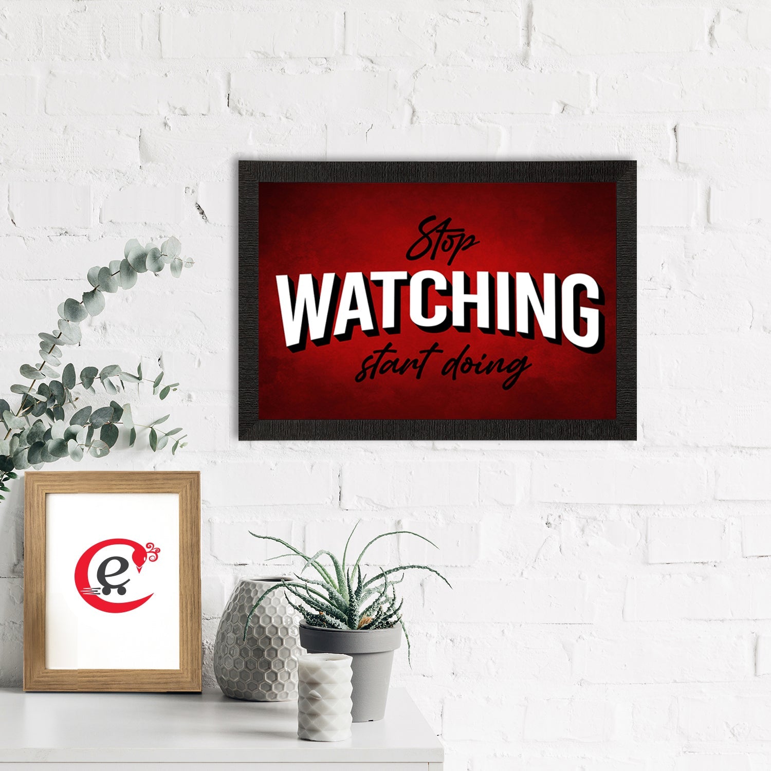 "Stop Watching, Start Doing" Motivational Quote Satin Matt Texture UV Art Painting Kafalo